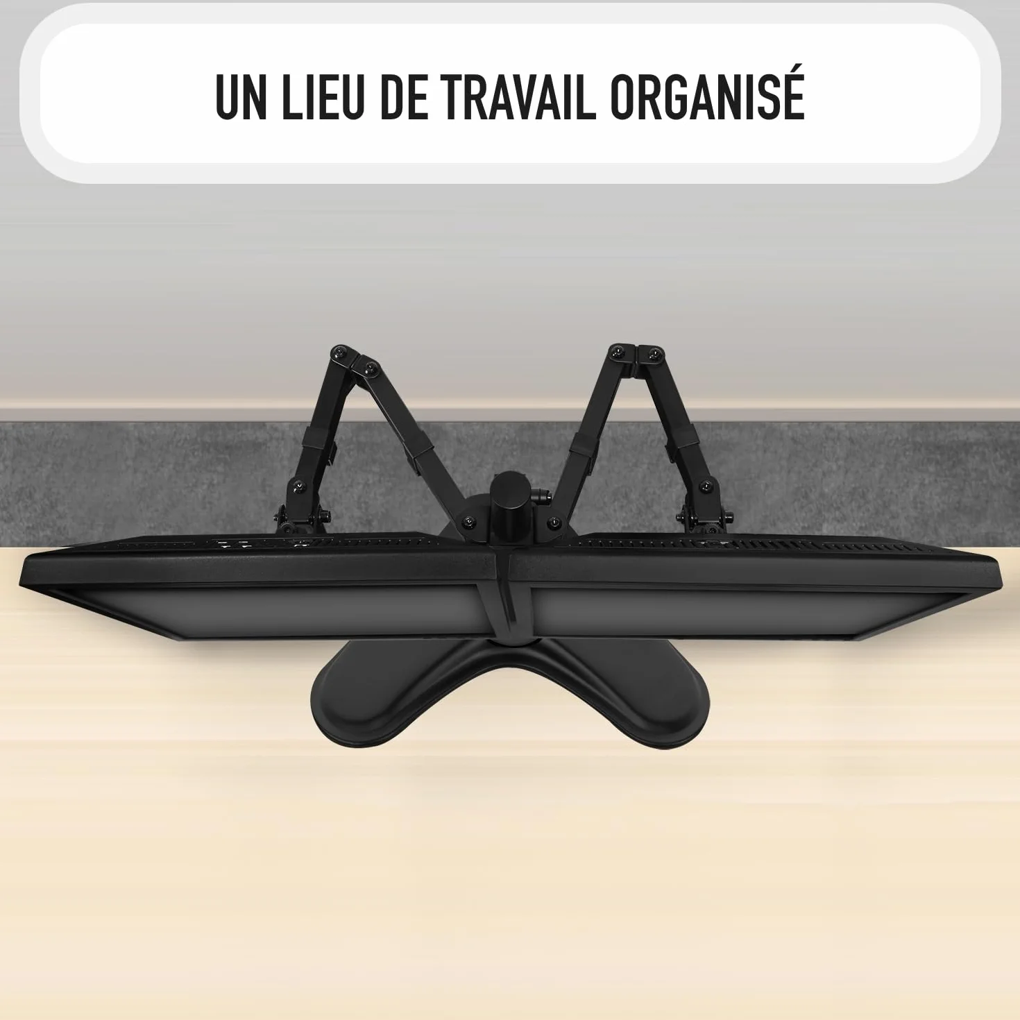 Support Écran PC pour Deux Moniteurs 13-32 Pouces, VESA 75/100 mm, Inclinaison ±45°, Pivotement 360°, jusqu'à 8 kg