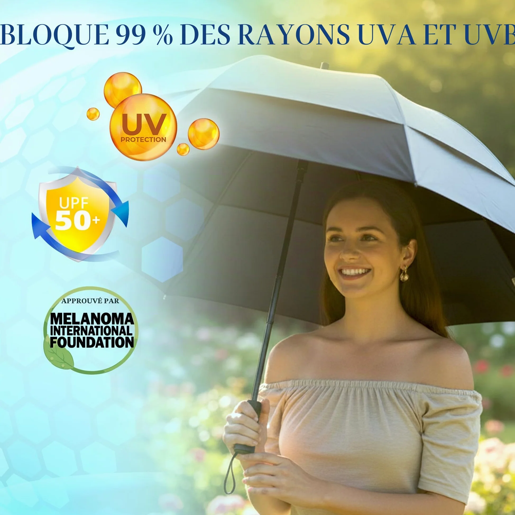 UV-Blocker Umbrellas Parapluie compact anti-UV avec protection UV Blanc Uni