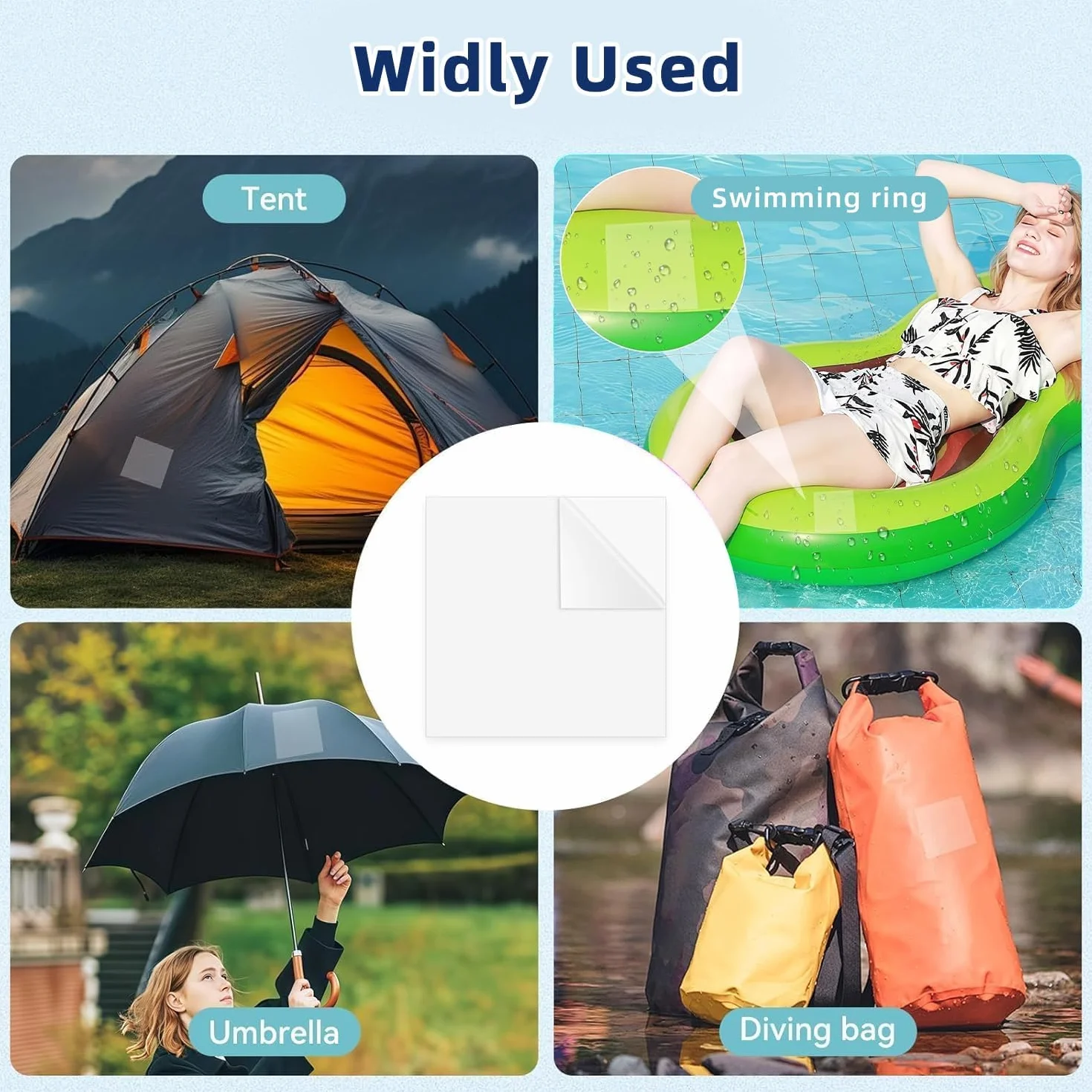 Kit de Réparation TPU Transparent Autoadhésif 20 Pièces pour Matelas Gonflable Kayak Tentes