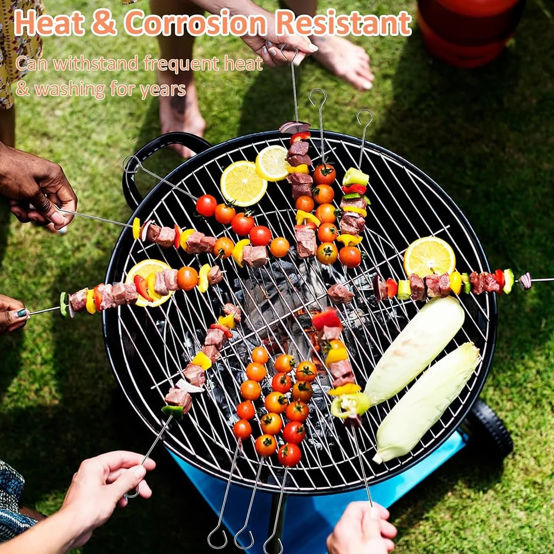 Brochettes à Viande en Acier Inoxydable 25 cm, 50 Pièces, BBQ Brochettes Réutilisables