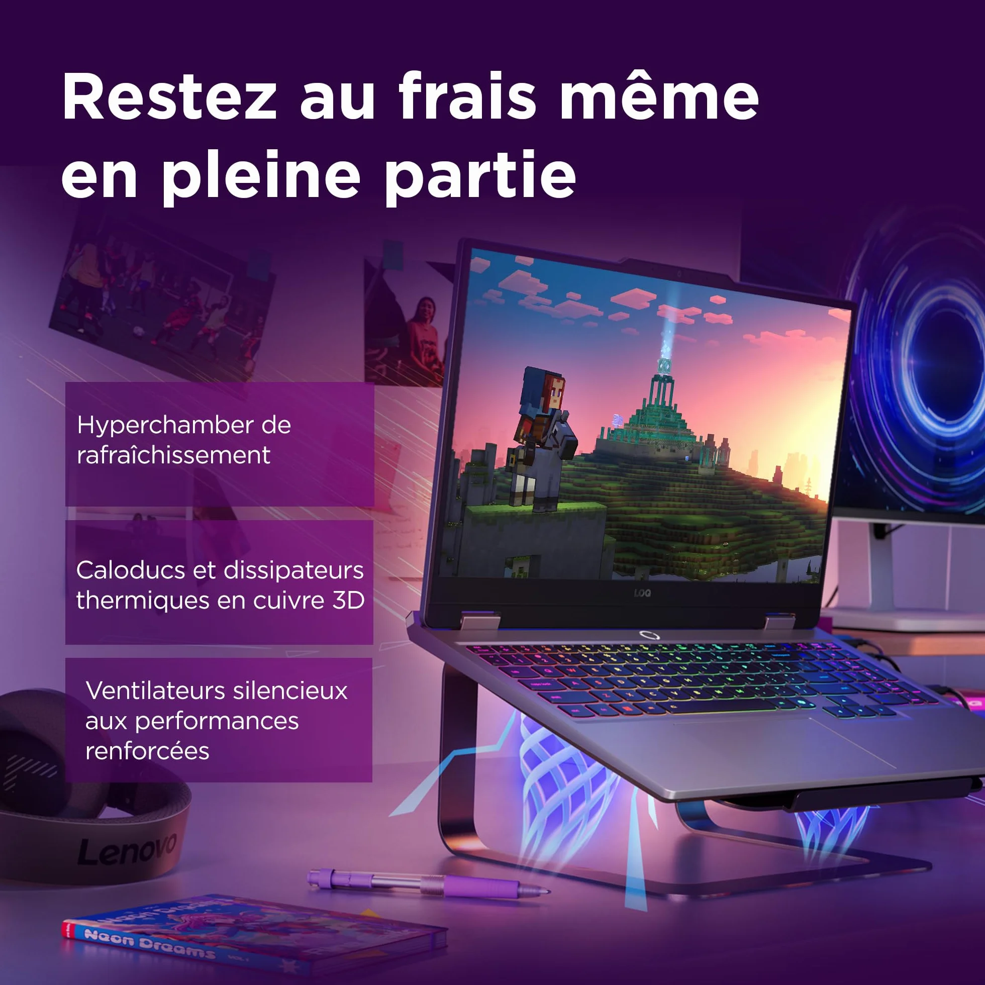 Lenovo LOQ 15IRX10 Ordinateur Portable Gaming 15.6" FHD 144Hz Intel Core i5-13450HX RAM 16Go SSD 512Go NVIDIA RTX 5060 8GB Clavier AZERTY Gris