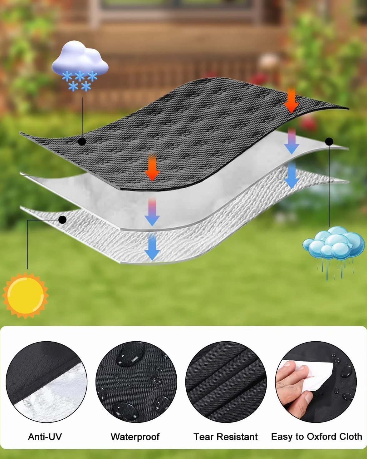 Bâche pour Cuve IBC 1000L Anti-UV Anti-Poussière Noir 116x100x120 cm
