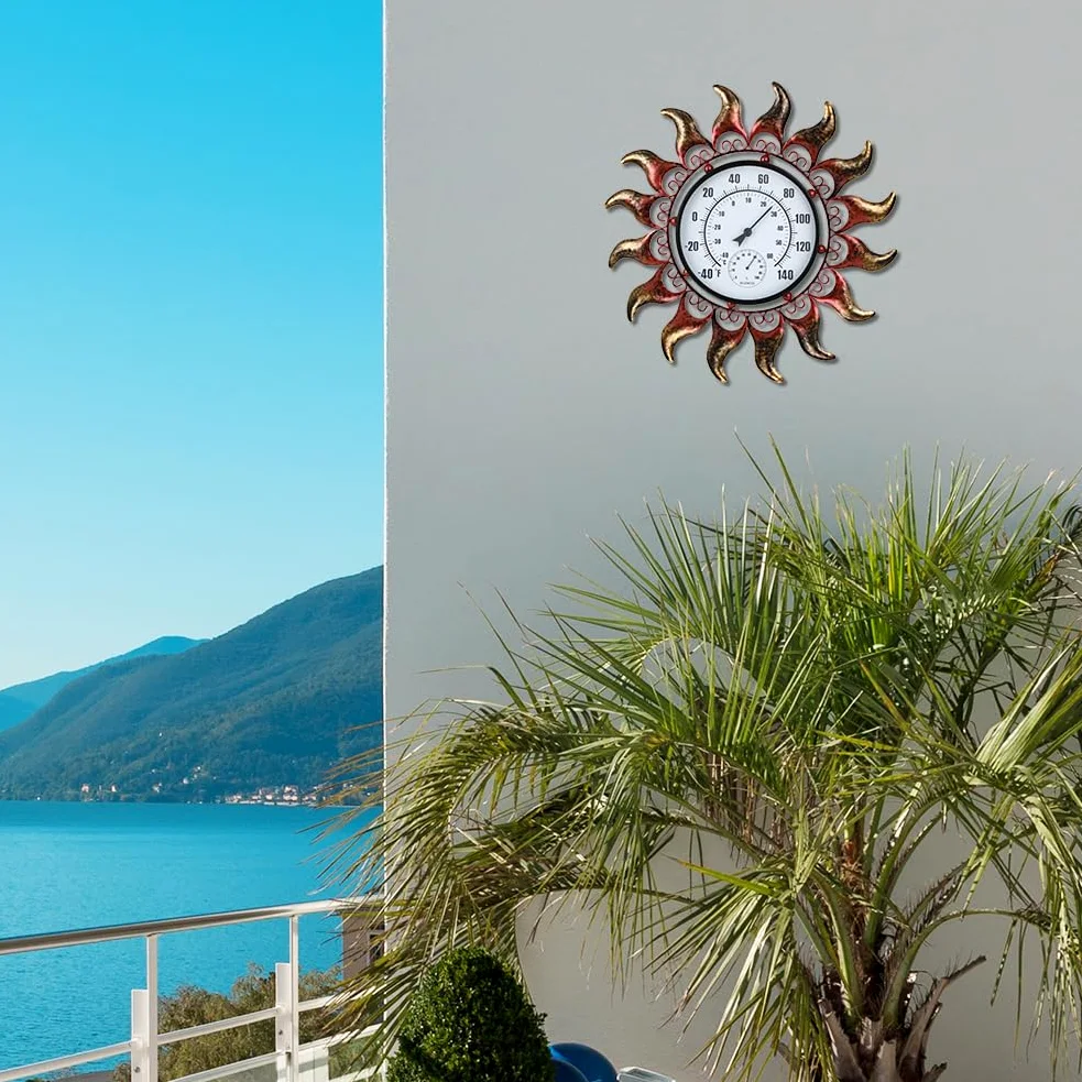 VEWOGARDEN Thermomètre d'extérieur en métal étanche 33 cm pour intérieur et extérieur