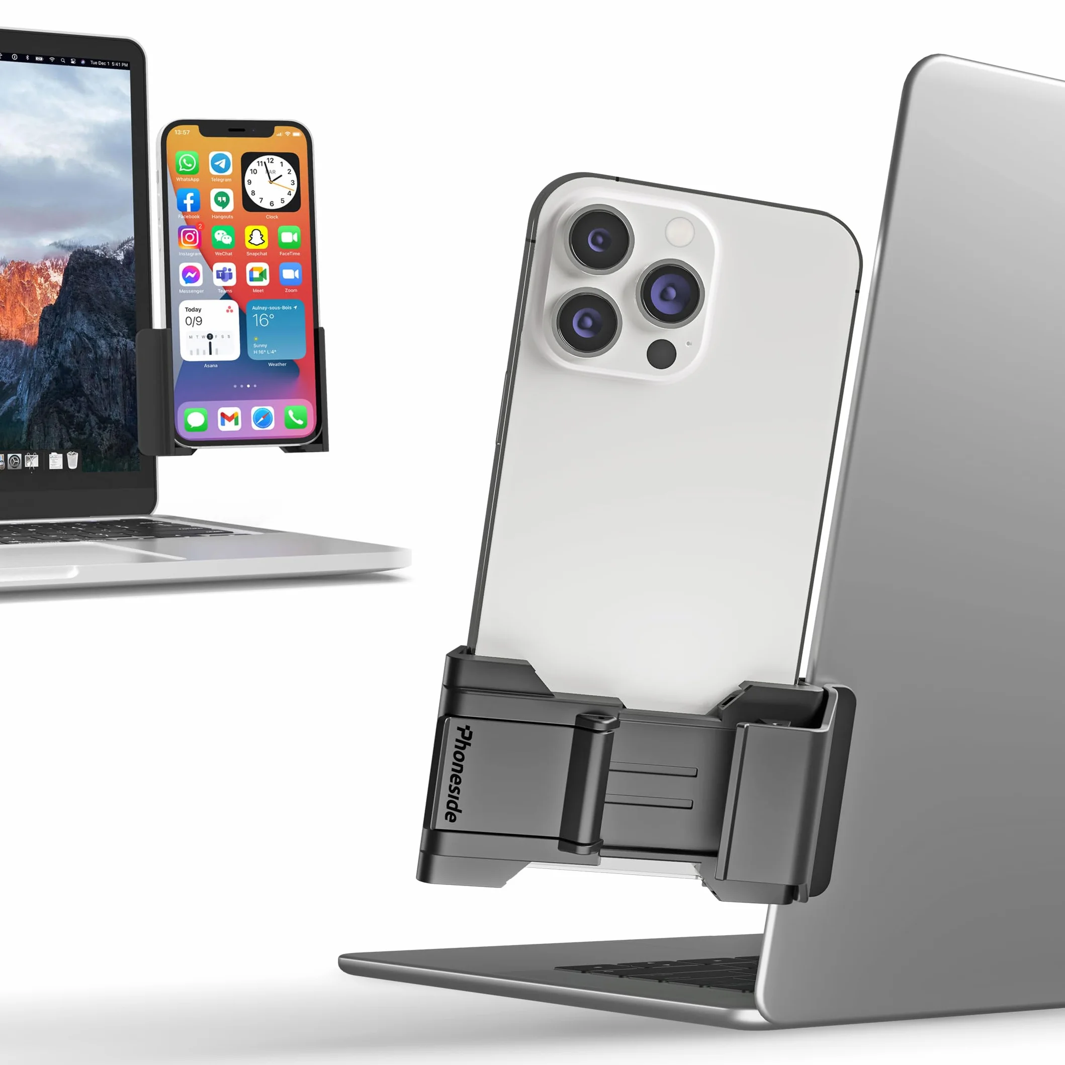 Support Téléphone PC Ajustable Universel pour iPhone Samsung Huawei Google Pixel Noir