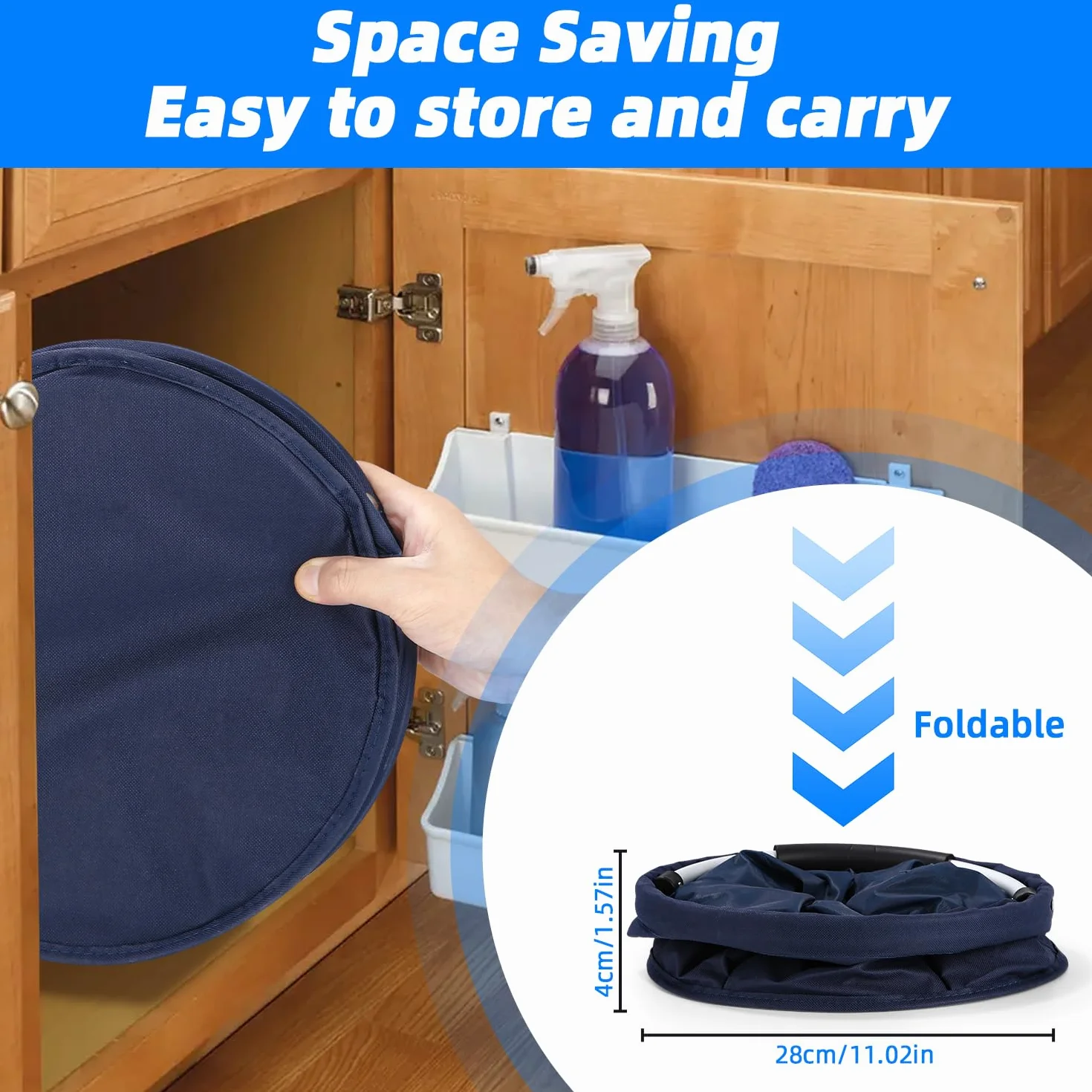 Organiseur de Nettoyage Multi-Poches Pliable 6 Compartiments Bleu