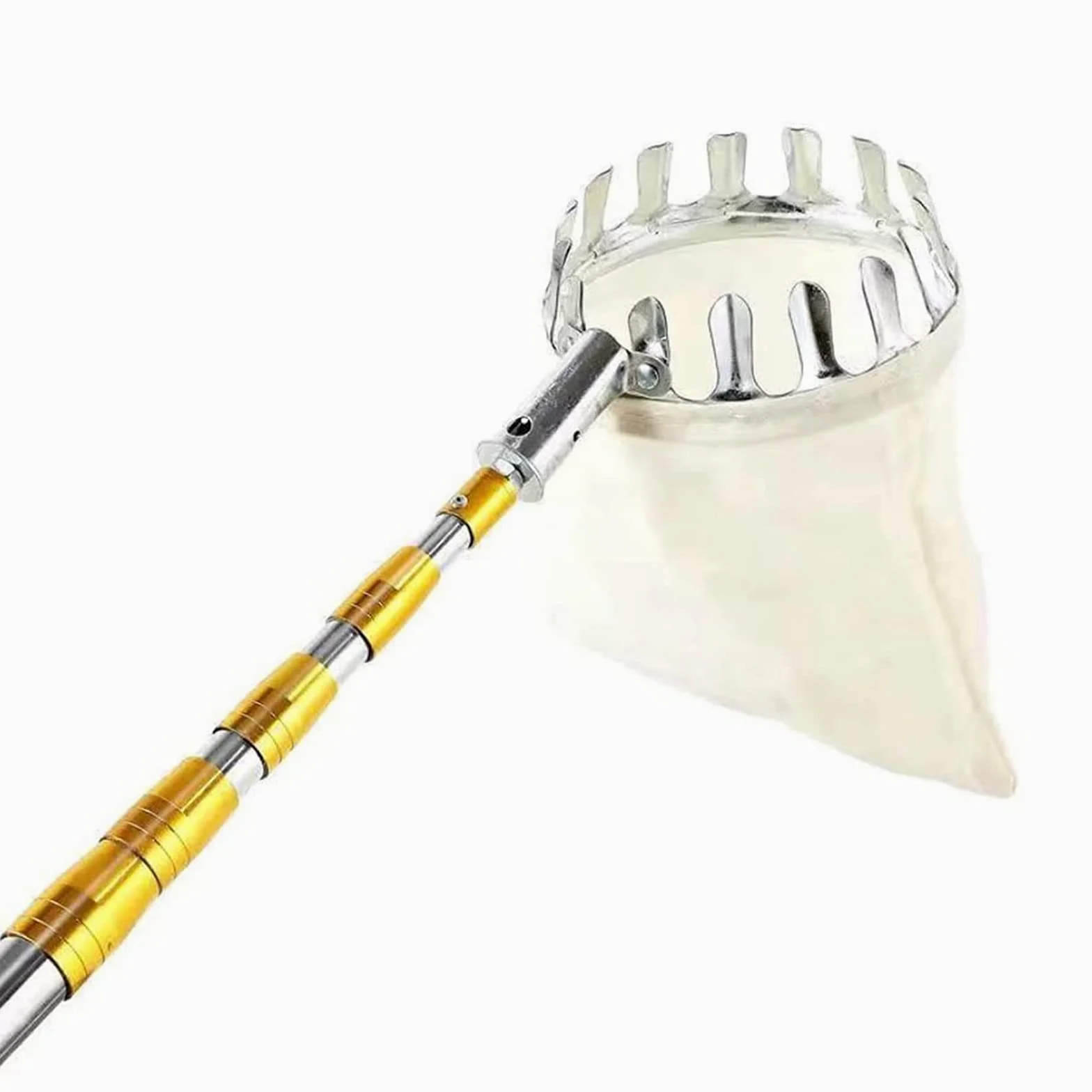 A,8.2 ft, Cueilleur De Fruits,Cueille Pomme Telescopique avec Poteau Réglable Léger Et Sac De Rangement De Fruits Aide Pratique À La Récolte pour Poire,Cueillir Prunes