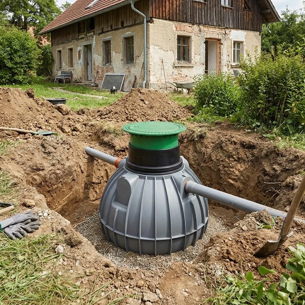 Fosse septique enterrée 600 litres 112 cm 98,5 cm couvercle télescopique