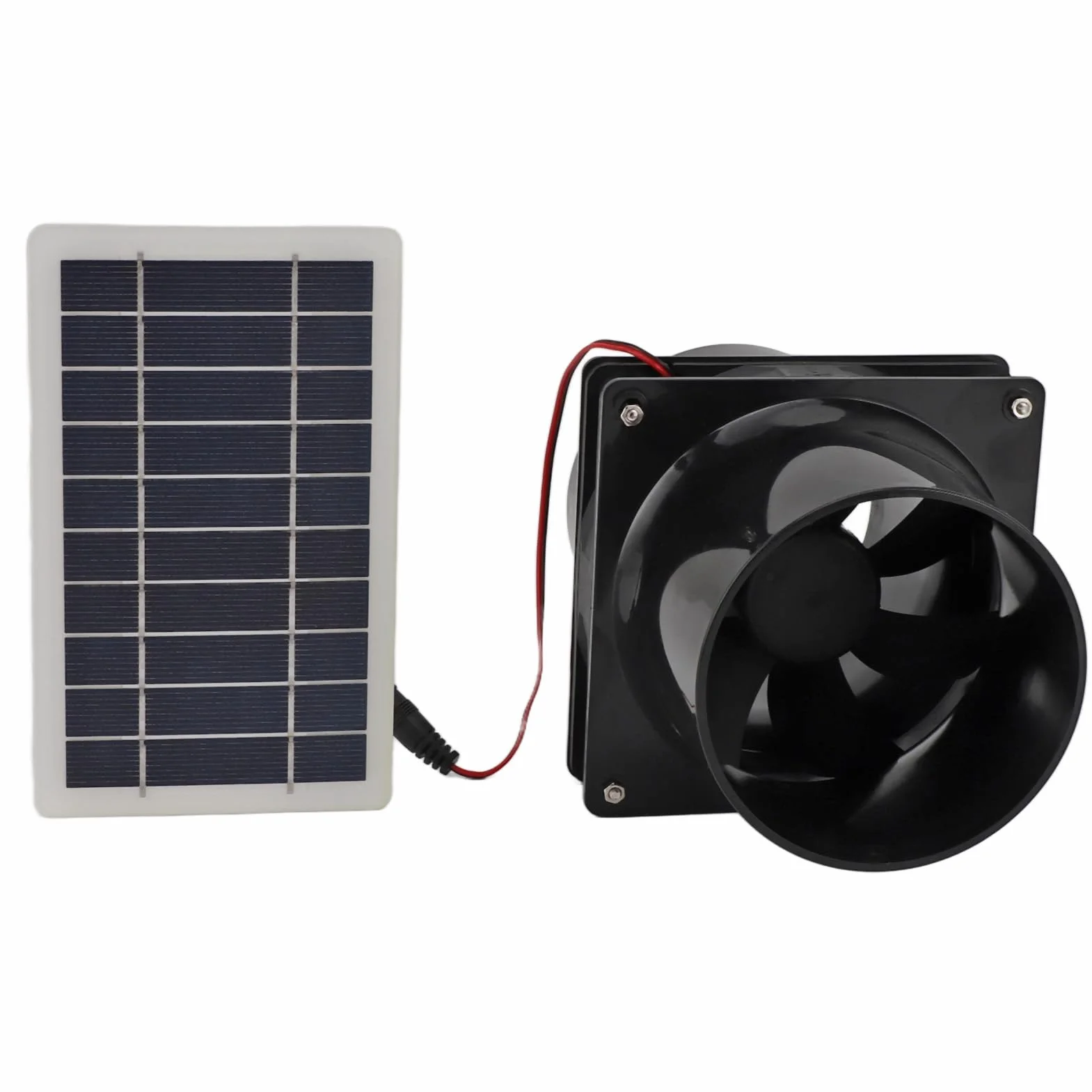 Jeanoko Ventilateur D'extraction Solaire 10 W 12 V pour Tuyau Rond avec Panneau Solaire ABS