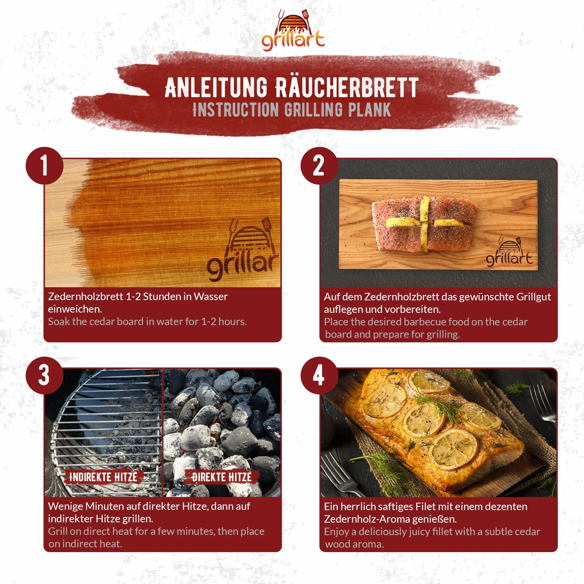 Planches à Griller en Bois de Cèdre Rouge de l'Ouest du Canada XXL - Pack de 6 pour Grillade