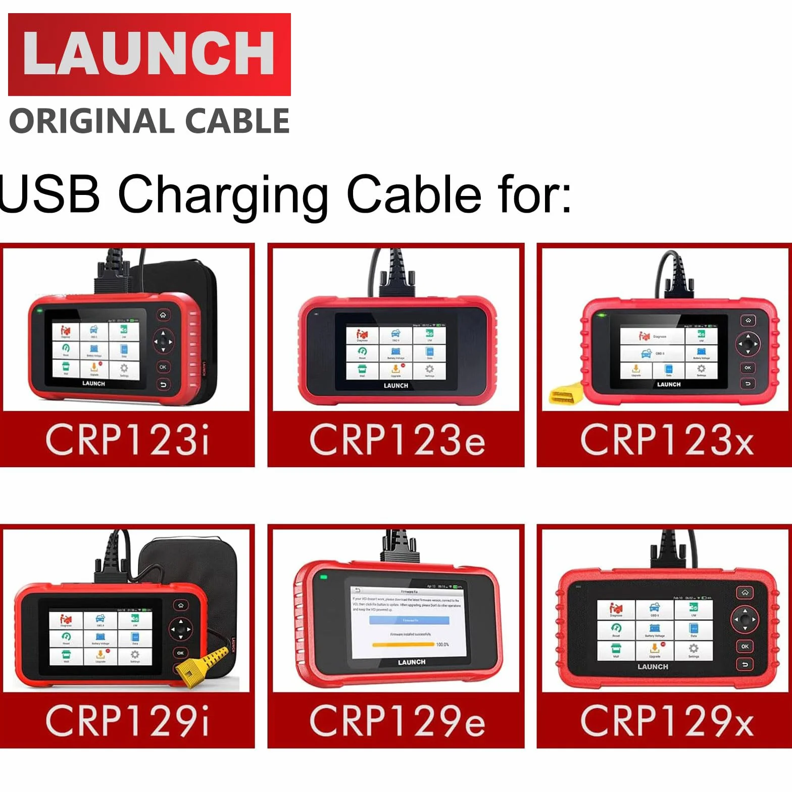 LAUNCH Câble de Charge USB 5V DC pour Scanner OBD2 X-431 CRP123i/e/x CRP129i/e/x CRP909E/X