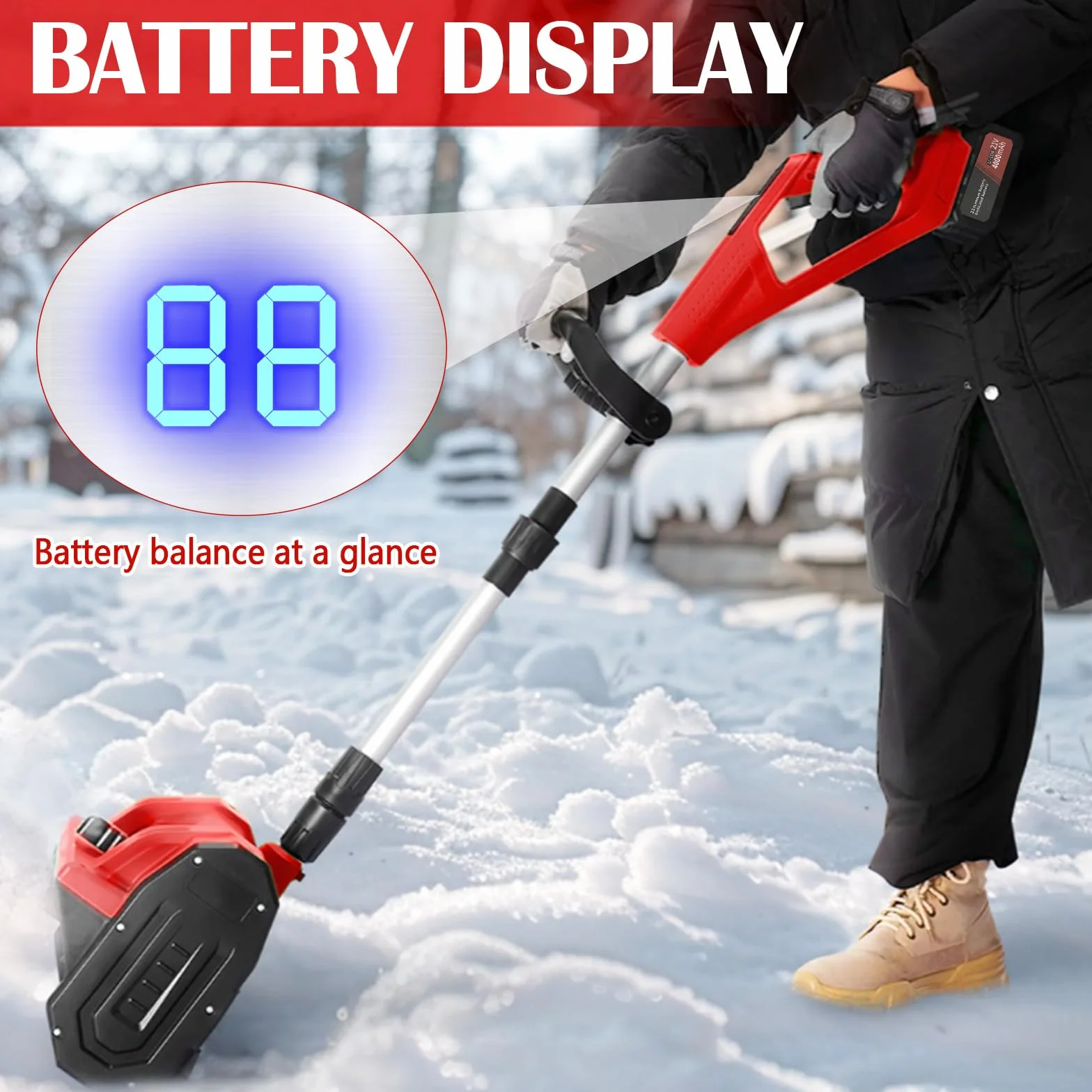 Souffleuse à Neige 1000W 21V Li-ION Direction Projection Réglable 0-33000 TR/Min 8M 34cm