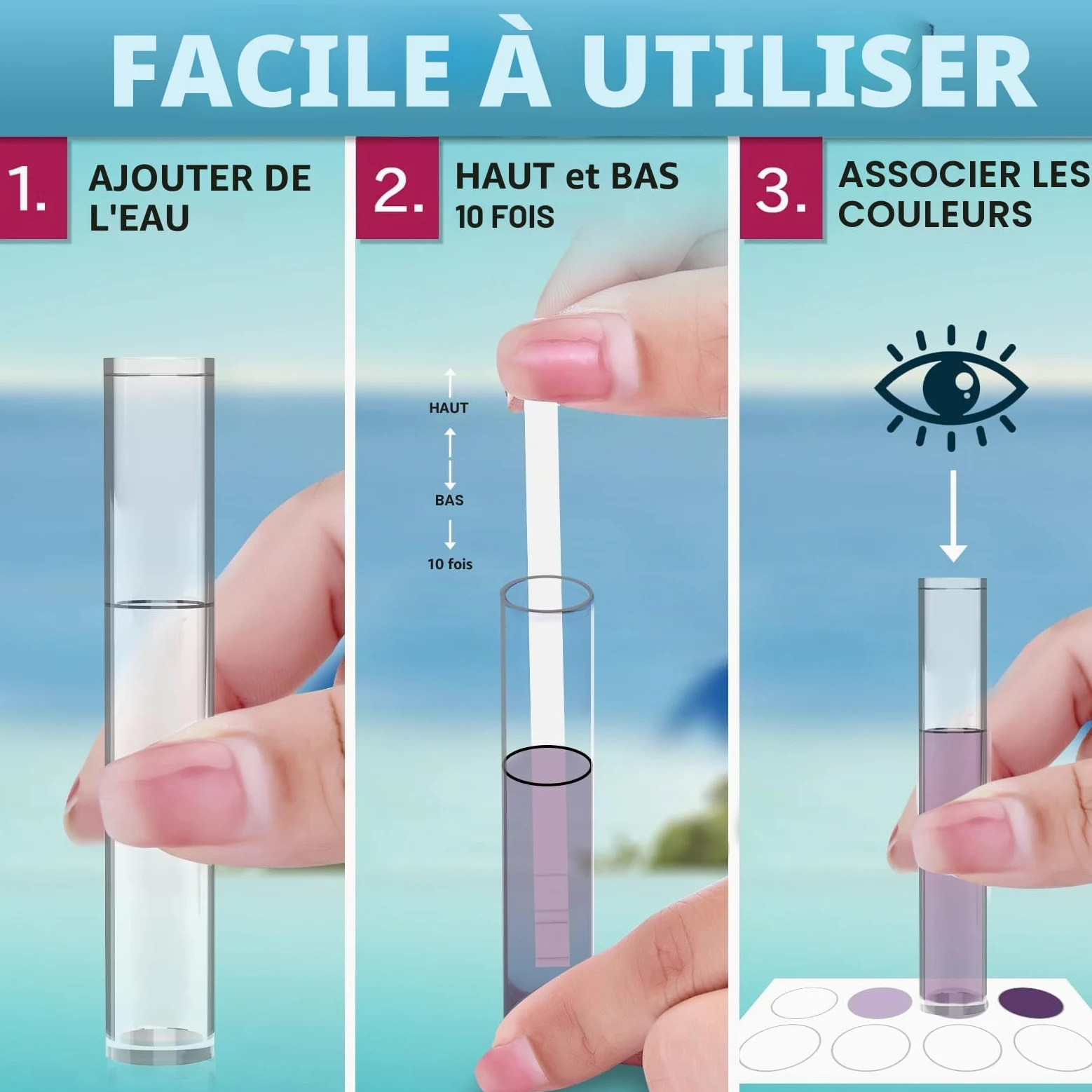 EASYTEST 140 bandelettes de test de piscine à 9 voies, jacuzzi et spa, pour le pH, le chlore total, le chlore libre, le brome, l'alcalinité, la dureté totale, l'acide cyanurique, le sel et le cuivre