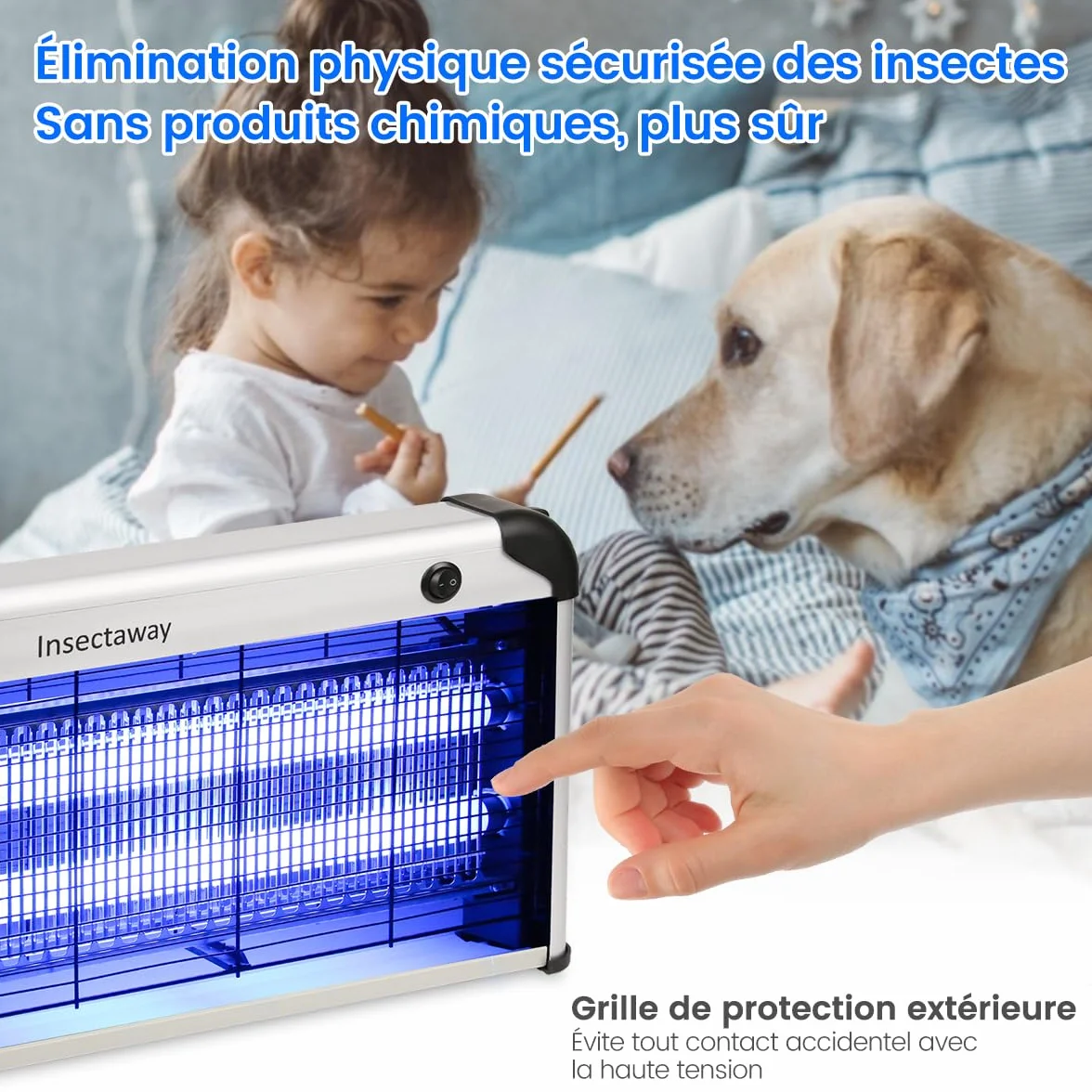 Lampe Anti-Moustique 20W UV Tue Mouche Electrique Double Grille Destructeur d'Insectes