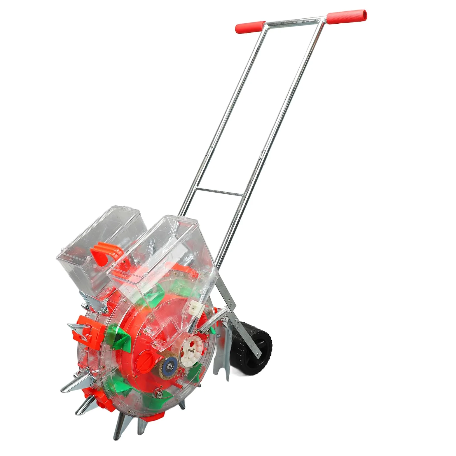 Semoir Manuel à Pousser à la Main, Rouleau Applicateur D'engrais, Planteur de Maïs, Semoir pour Soja, Maïs, Soja, Espacement Réglable, Léger, Durable, en Acier Inoxydable