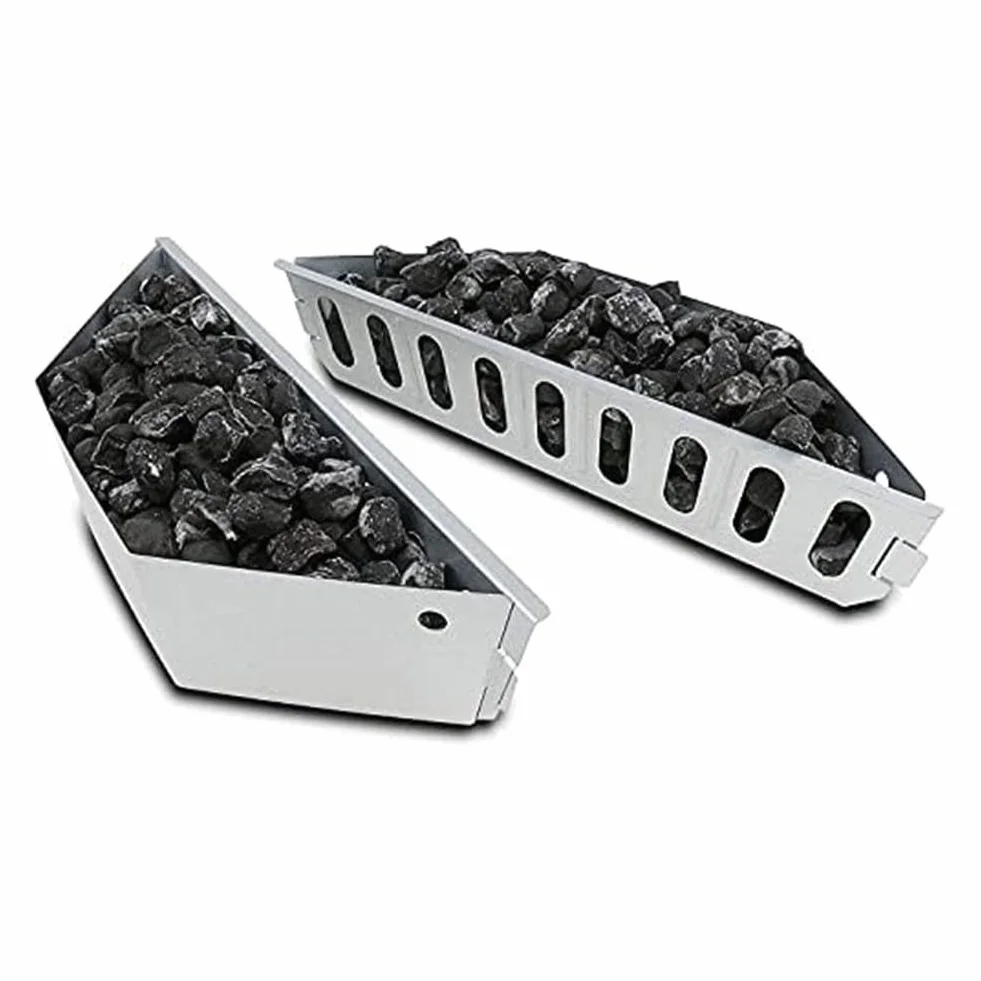 Boîtes à charbon de bois pour barbecue en acier inoxydable - Lot de 2 - Chaleur indirecte