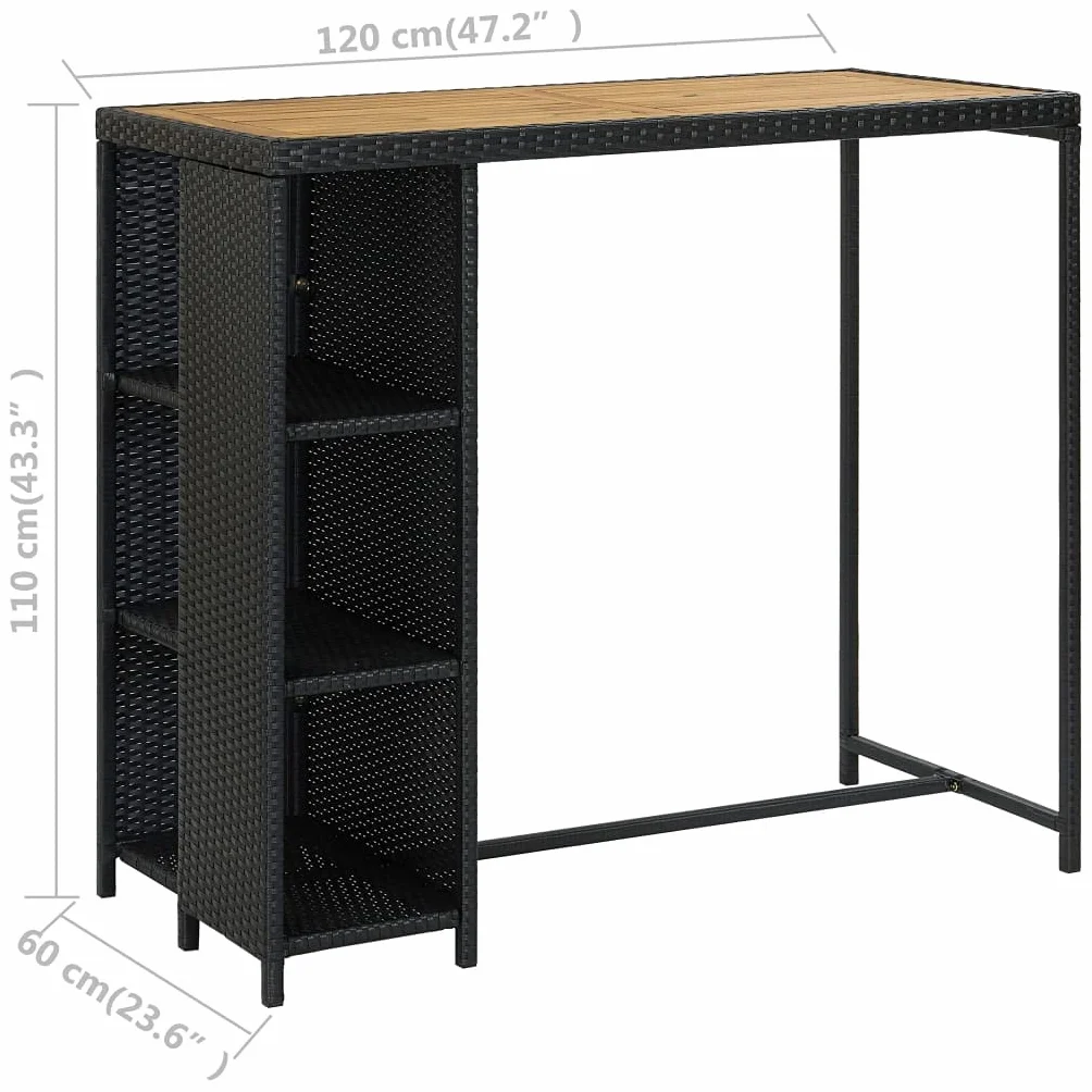 Ensemble de Bar de Jardin 5 pcs Résine tressée Noir Toshilian