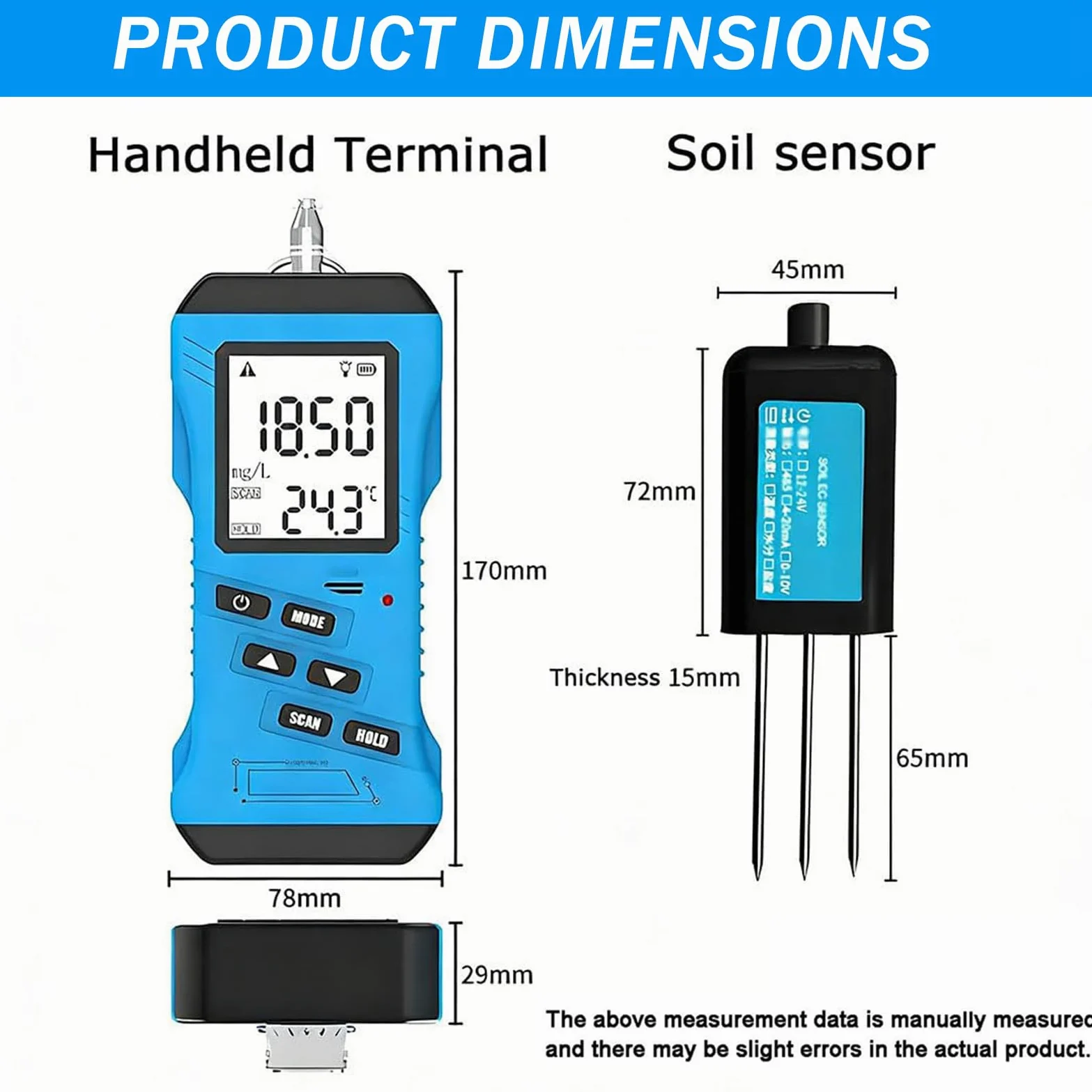 Testeur de pH du Sol numérique Professionnel avec Fonction d;humidité de Haute précision, écran LCD rétroéclairé 7 en 1 pour l;Analyse de l;Azote, du phosphore, du Potassium