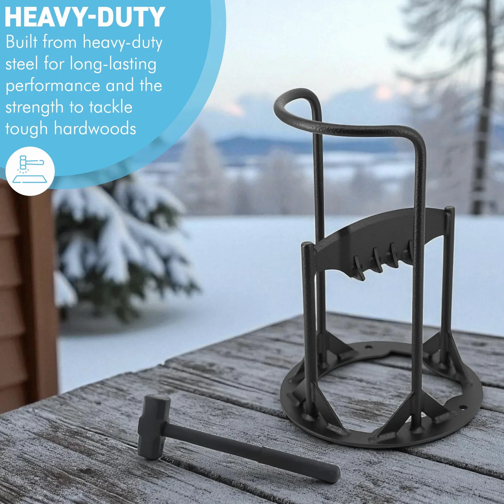 Outil de fendage pour bois et petit bois | 36,5 cm (H) | Coupe-bois et petit bois avec base pré-percée | Lame à fendre | Décoration de cheminée