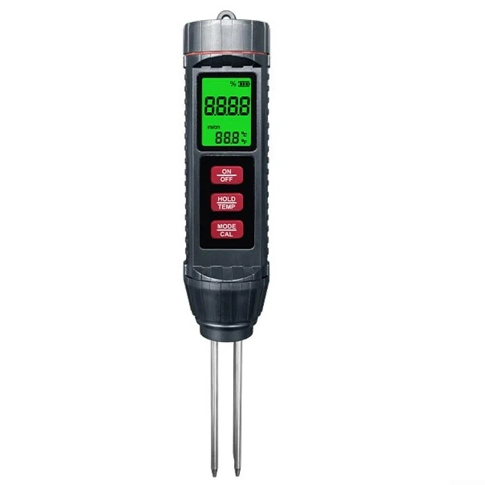 Humidimètre 3 en 1 avec rétroéclairage LCD - Moniteur numérique d'eau pour plantes - Température d'humidité - Conductivité - Outil de jardin intérieur ou extérieur - 211 mm
