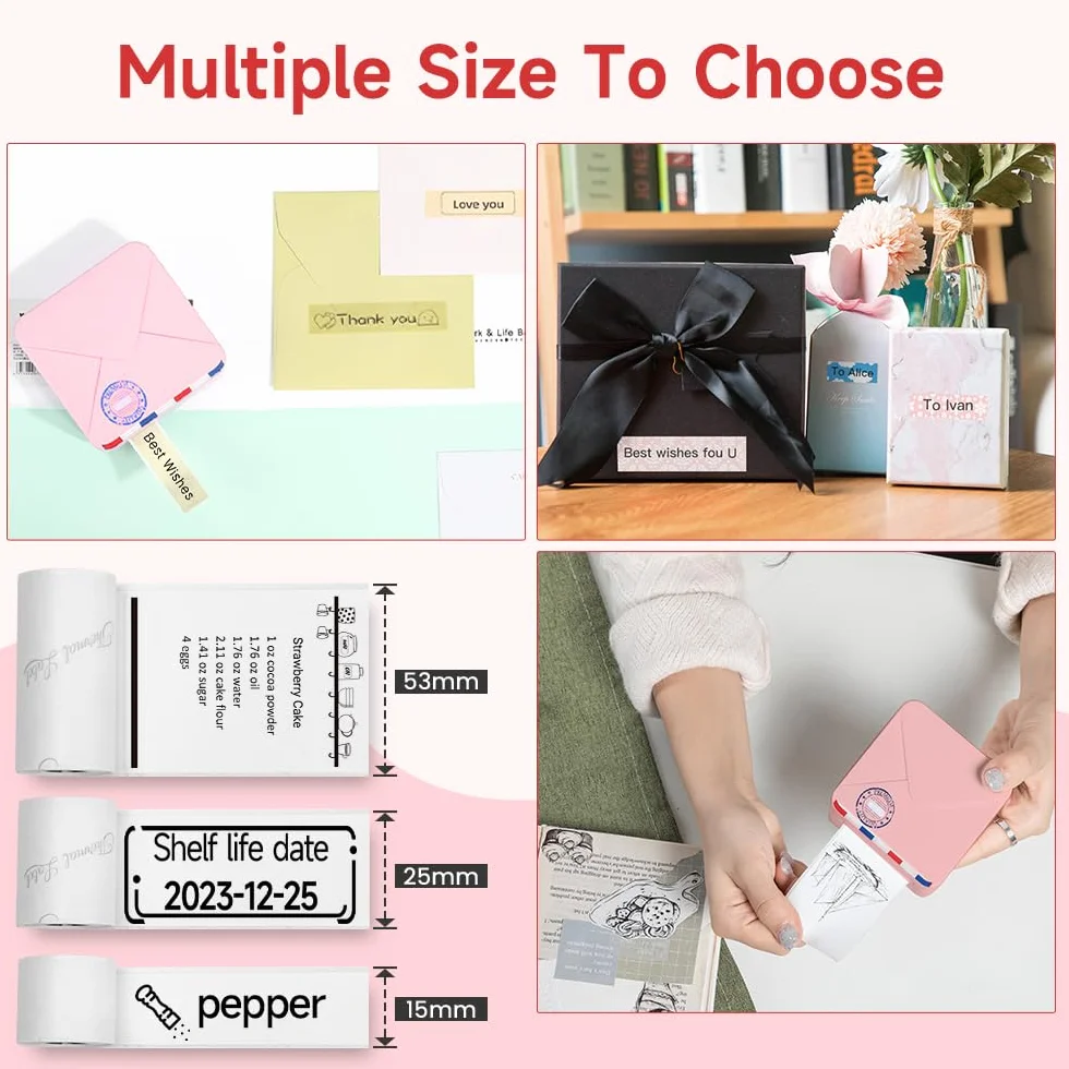 ASprink M02S Mini Imprimante Thermique Portable avec Papier Thermique pour Étude, Notes, Étiquettes DIY