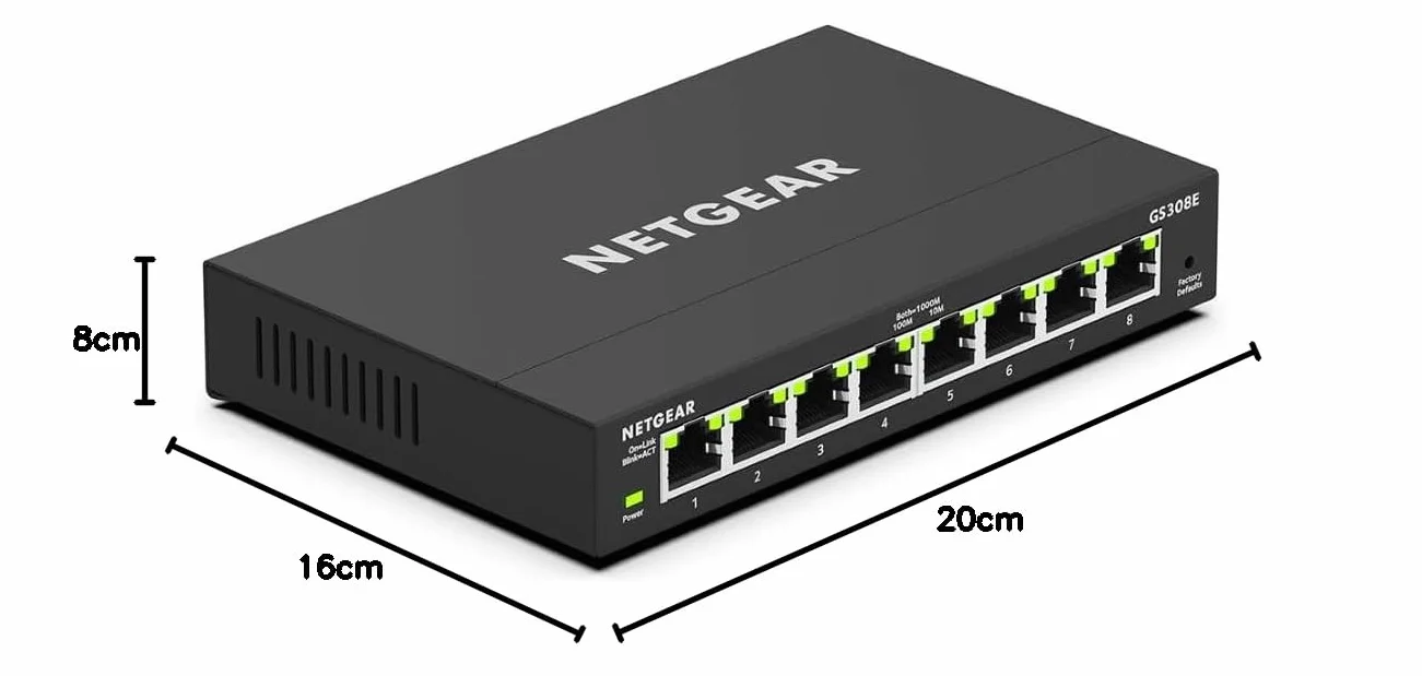 NETGEAR GS308EV4 Switch Ethernet 8 Ports RJ45 Métal Gigabit 10/100/1000 Web Manageable Plus Plug-and-Play Silencieux