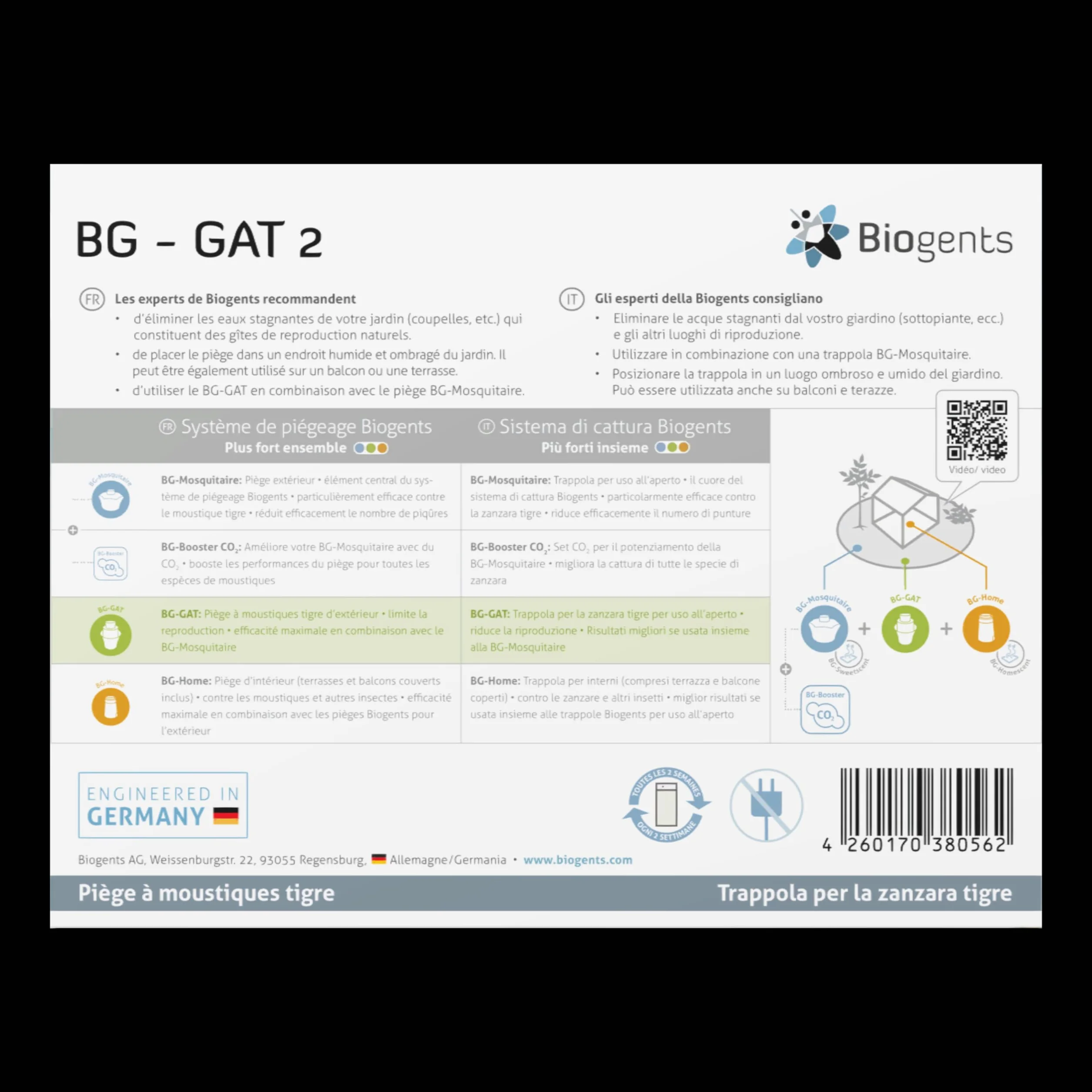 BIOGENTS Lot de 2 Pièges à Moustiques Anti Pontes Extérieurs - Anti Moustiques & Moustiques Tigres - sans Electricité BG-GAT2