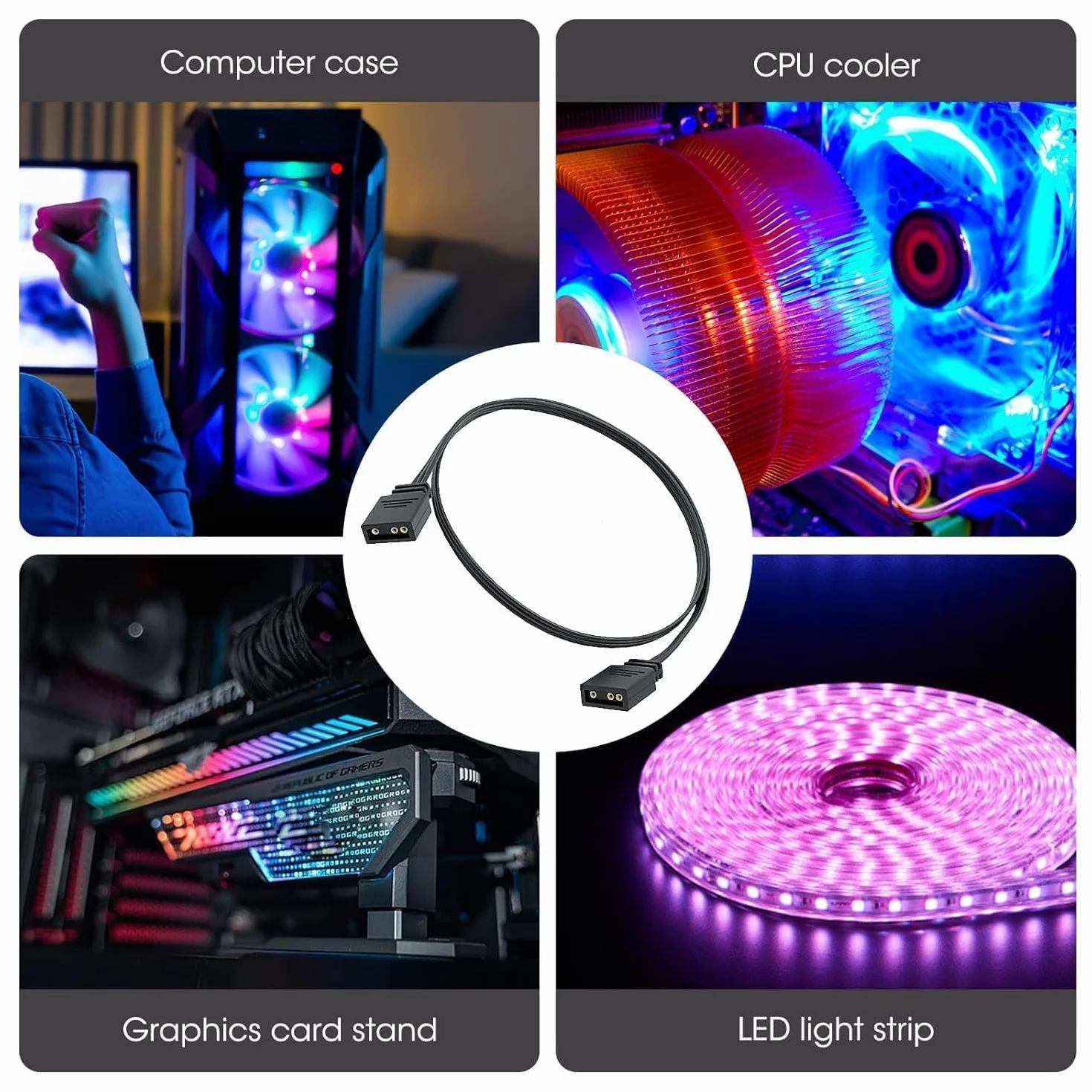 Câble D'Extension ARGB 5 V 3 Broches 1m Rallonge pour Ventilateur LED PC