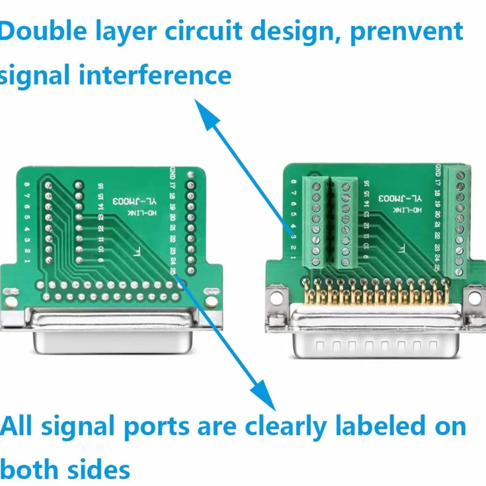 PENGLIN DB25 Connecteur Mâle sans Soudure, Adaptateur série RS232 D-SUB 25 Broches avec boîtier
