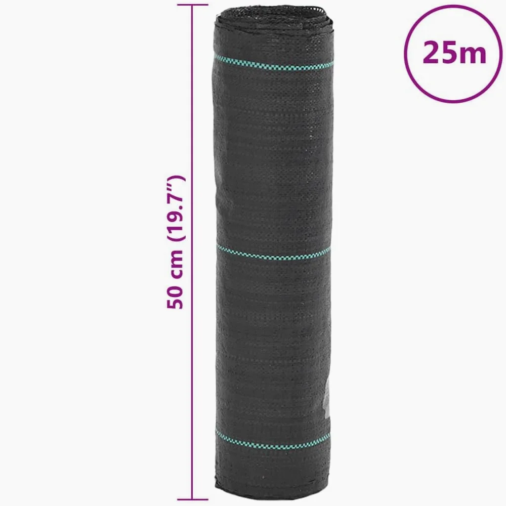 Membrane Anti-Mauvaises Herbes Noir 0,5x25 m polypropylène Durable stabilisé UV pour Jardin terrasse allée Potager Plantation Protection humidité Filtration