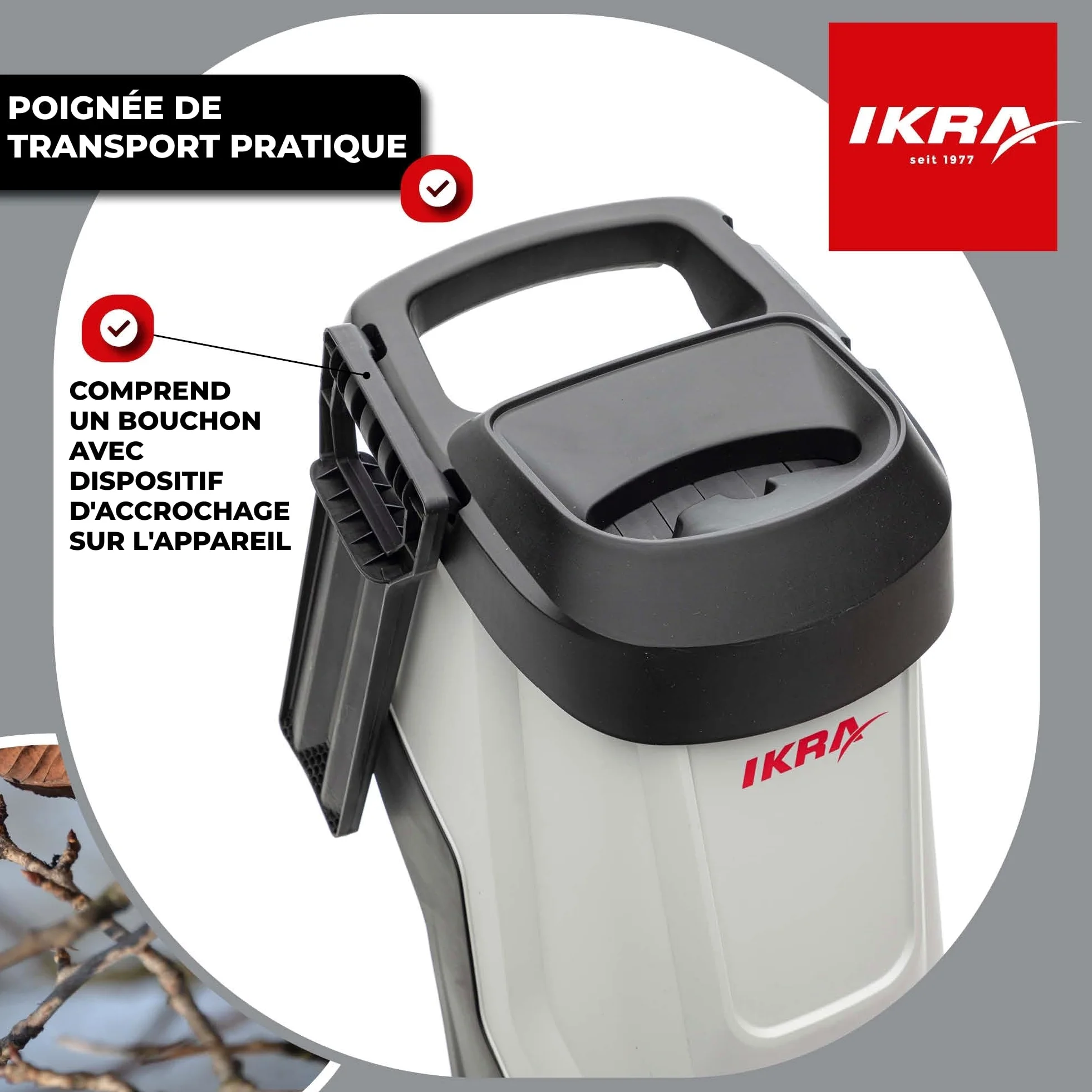 IKRA broyeur électrique IMH 2800, avec sac de ramassage de 45 l, 2800 watts | Moteur haute performance, lames réversibles durables, pour la production de paillis pour le jardin, diamètre branches 45 mm