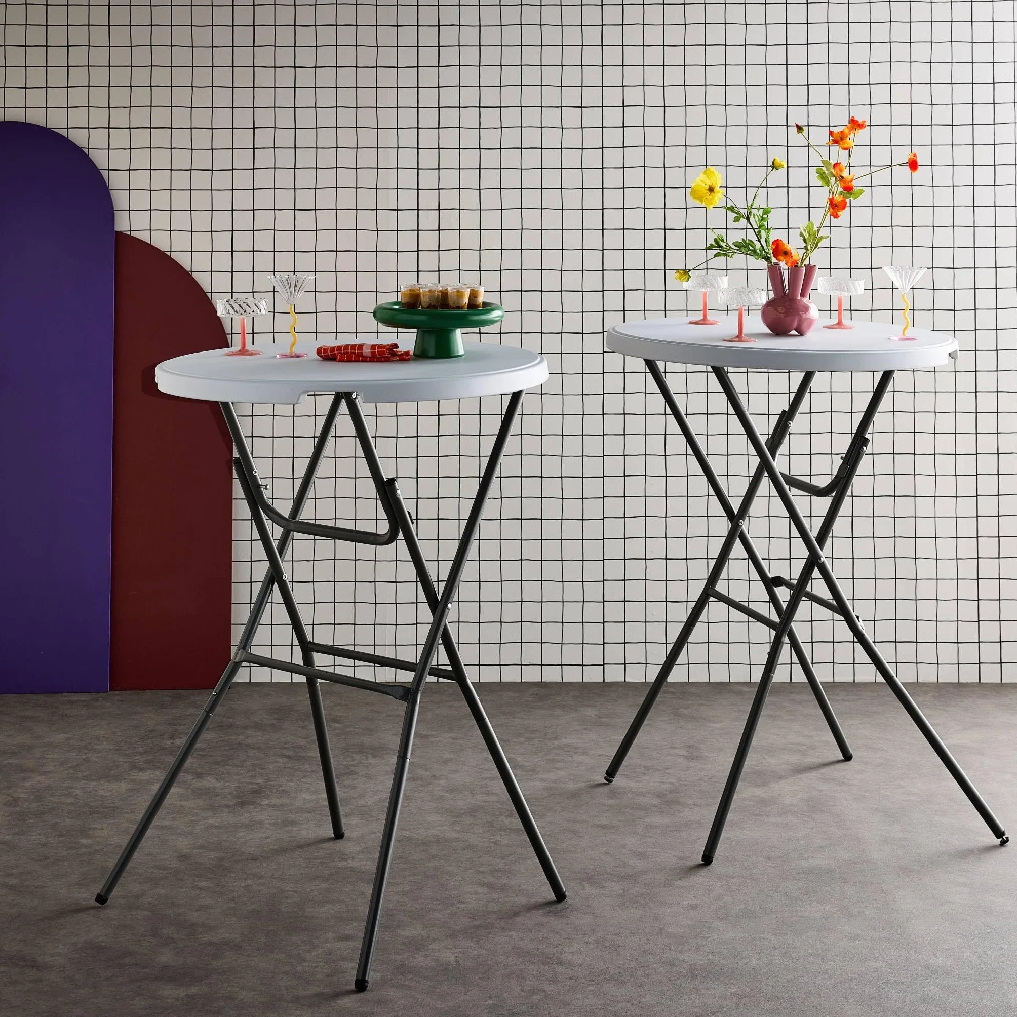 Alice's Garden Lot de 2 Tables Hautes de Réception Gala Pliables Ø80cm x 110cm