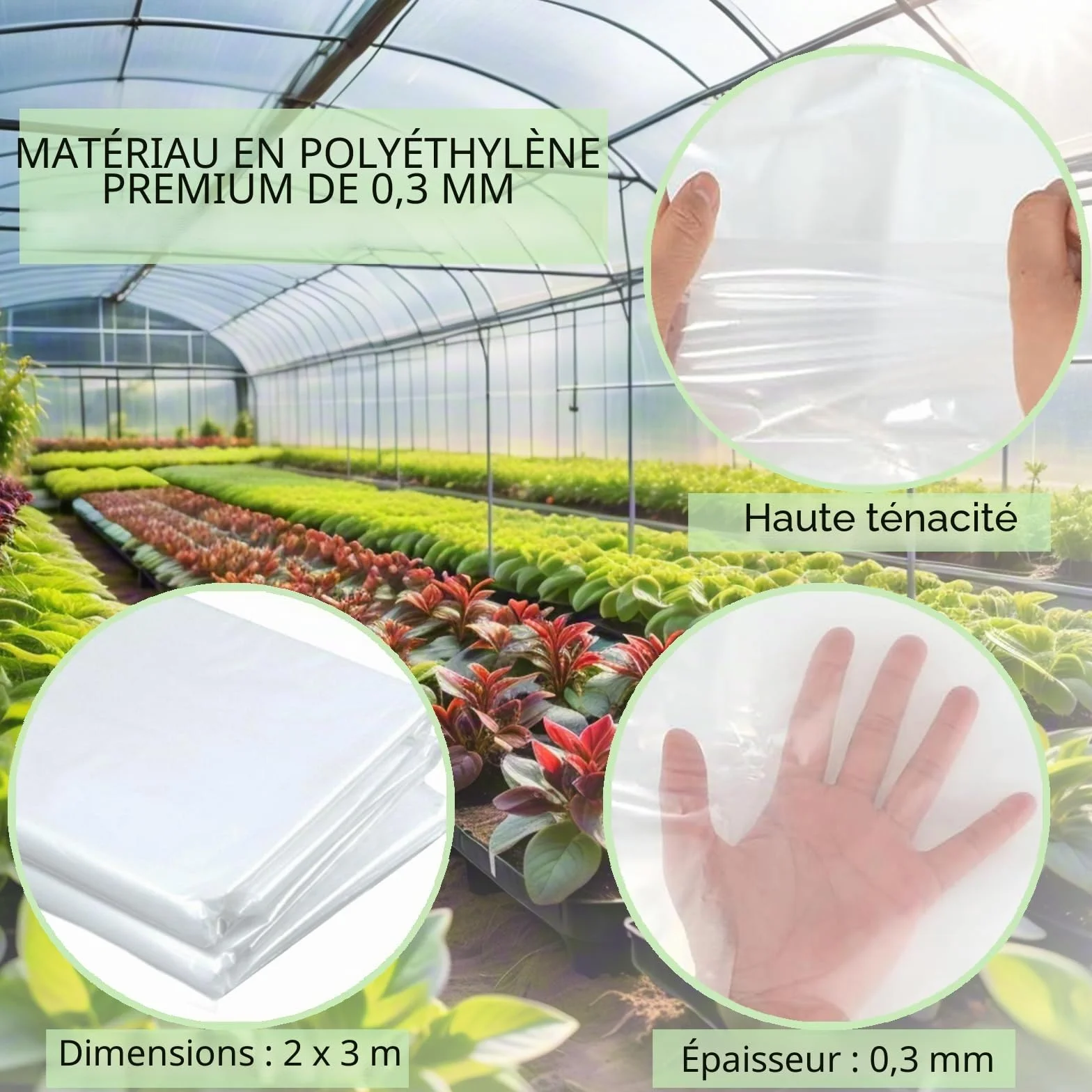 Flintronic Film à Effet de Serre 2 X 3M Polyéthylène Transparent Extra épais 250Mu