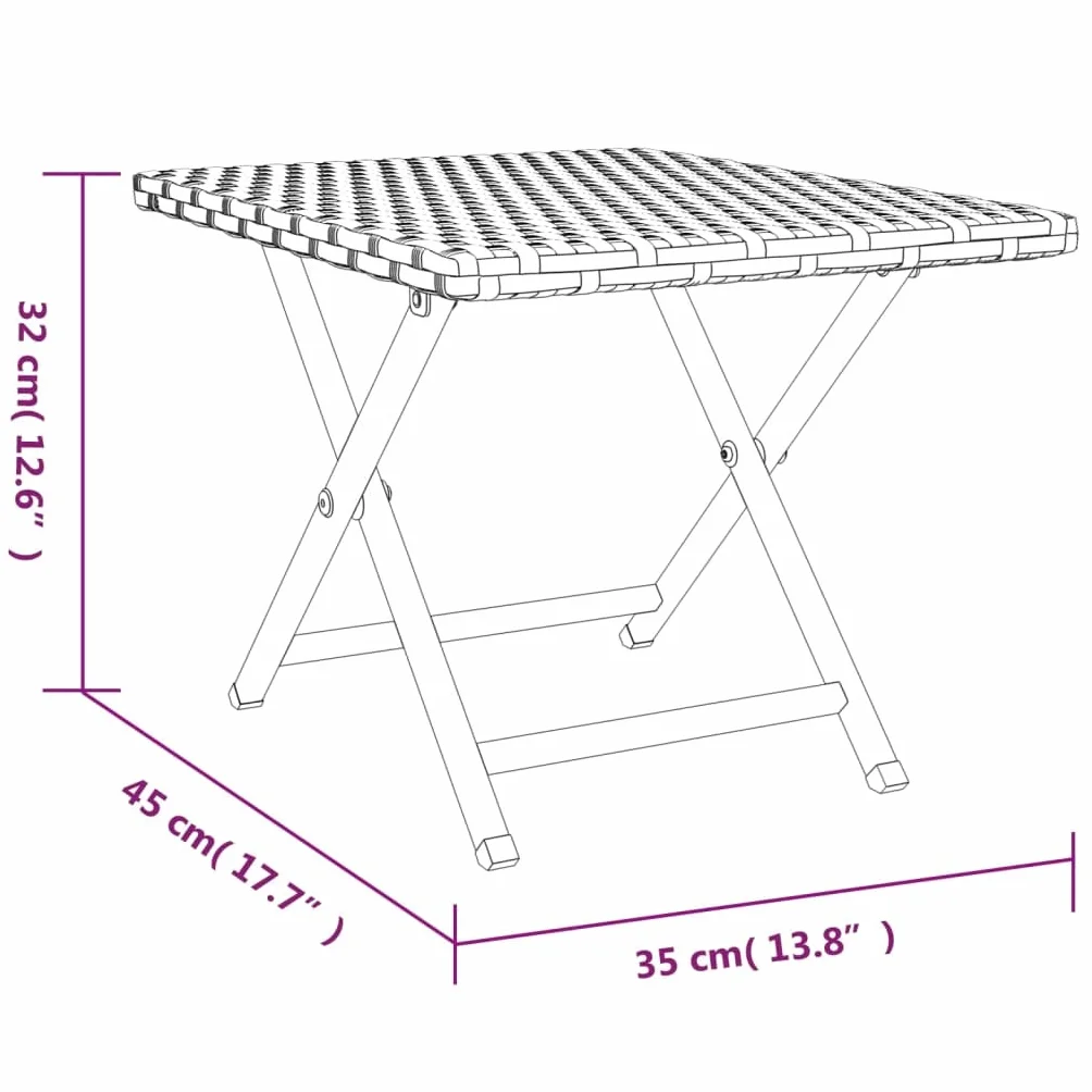 Table Pliable Résine Tressée 45x35x32 cm Noir