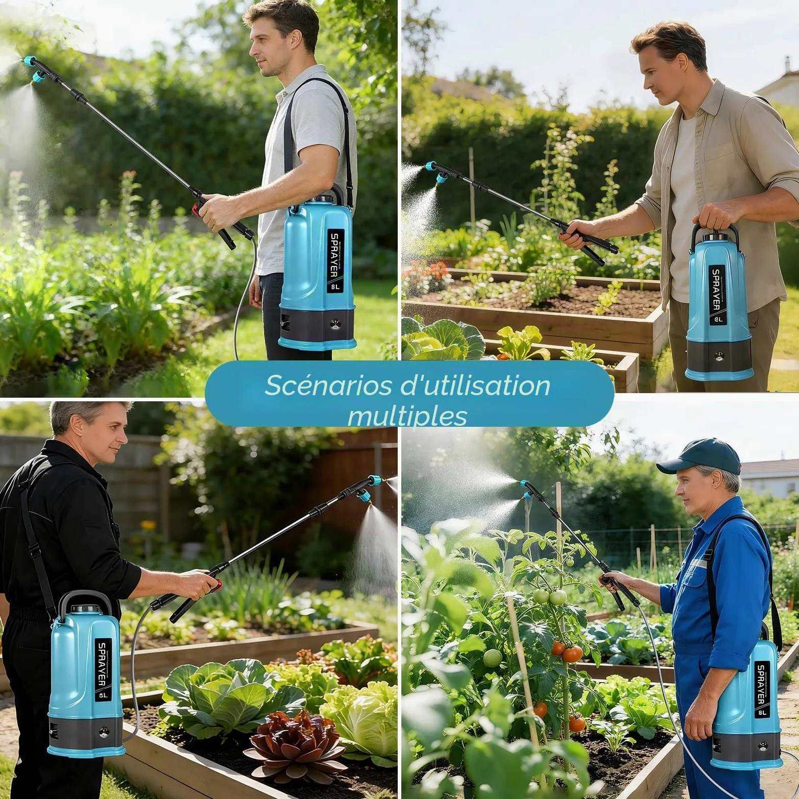 Pulvérisateur de Jardin 8L | Pulvérisateurs à Pression | 12V 45PSI Vaporisateur Plante par Batterie | 5 Buses, Pulvérisateurs à Dos pour Vinaigre, Désherbage & Entretien des Plantes,Voiture