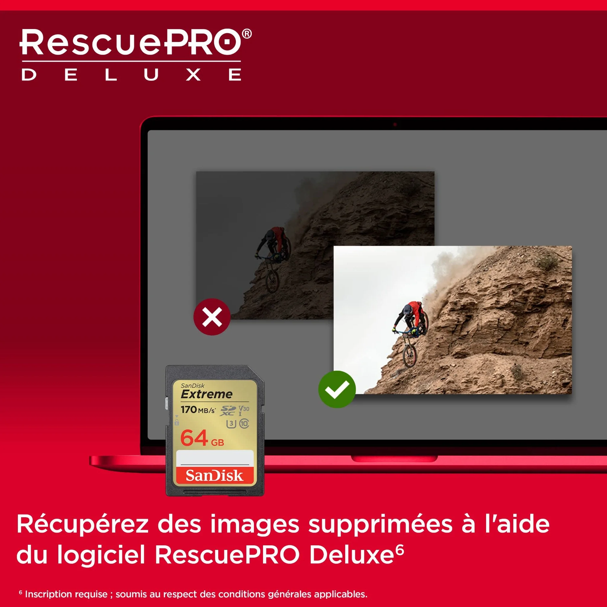 SanDisk 64GB Extreme SDXC kort UHS-I U3 V30 170 MB/s