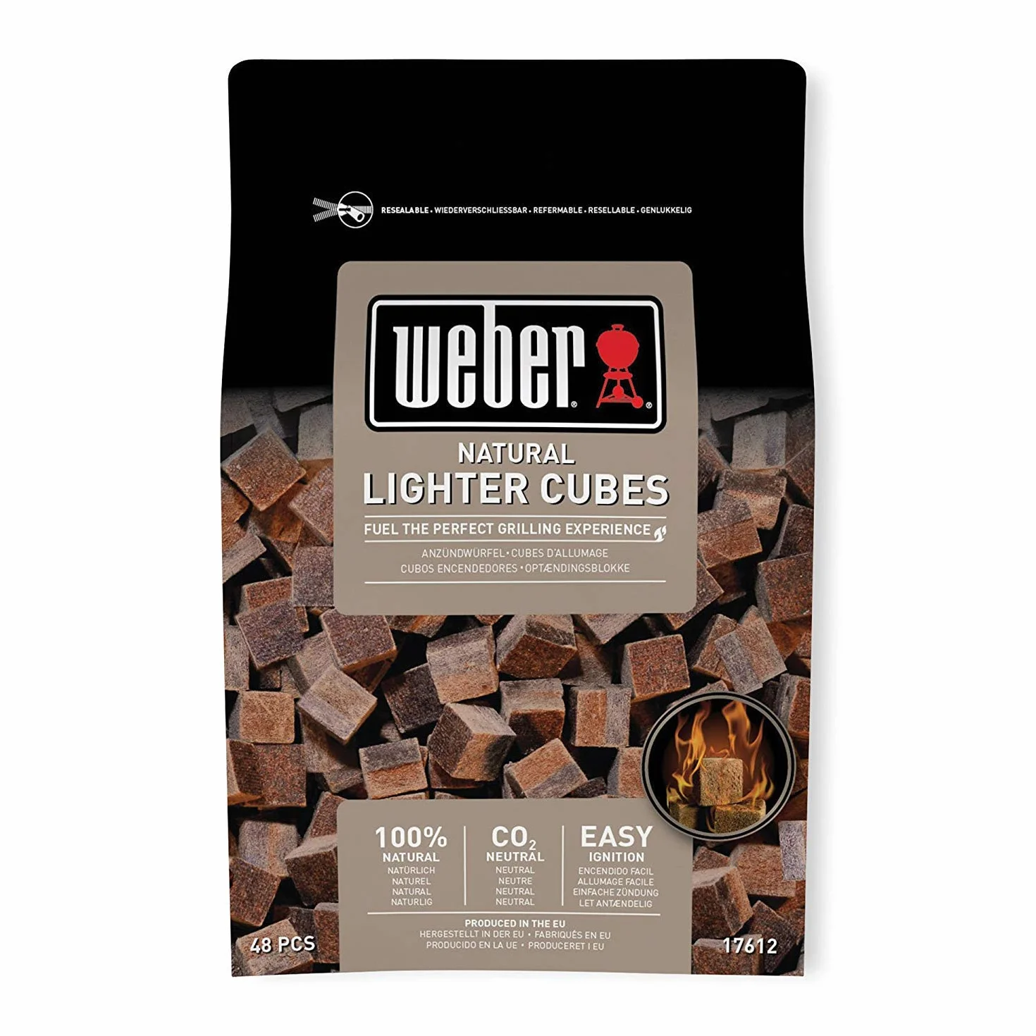 Weber Cubes Allume-feu naturels 48 pièces Accessoire Barbecue allumage Rapide du Charbon et des briquettes