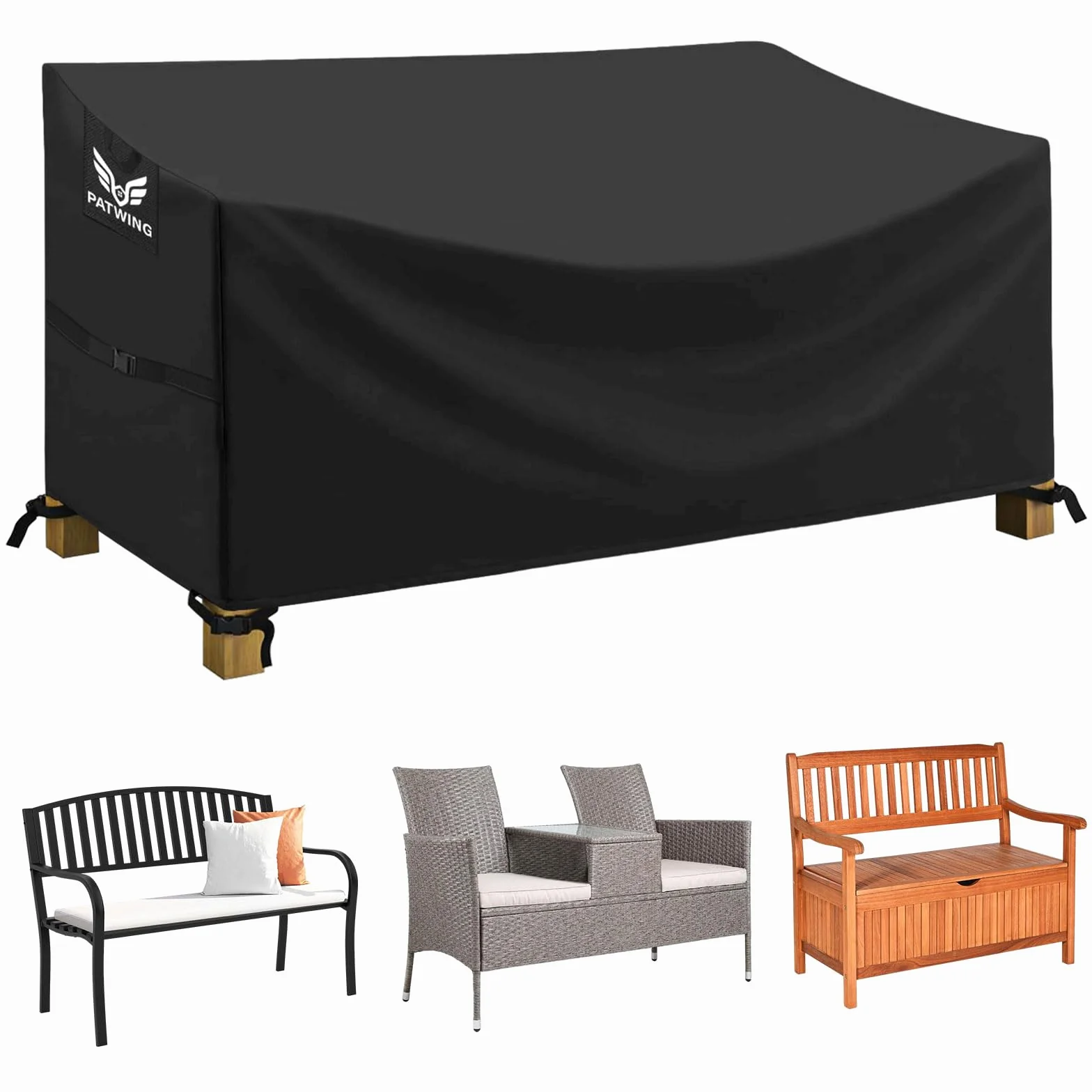 Housse Canapé Extérieur 600D Oxford Protection Anti-UV Banc Jardin 134x66x63/89cm