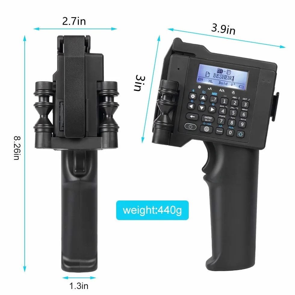 PT2000SE Imprimante à Jet d'Encre Portable avec Cartouche à Séchage Rapide pour QR Code, Logo, Date, Code-Barres