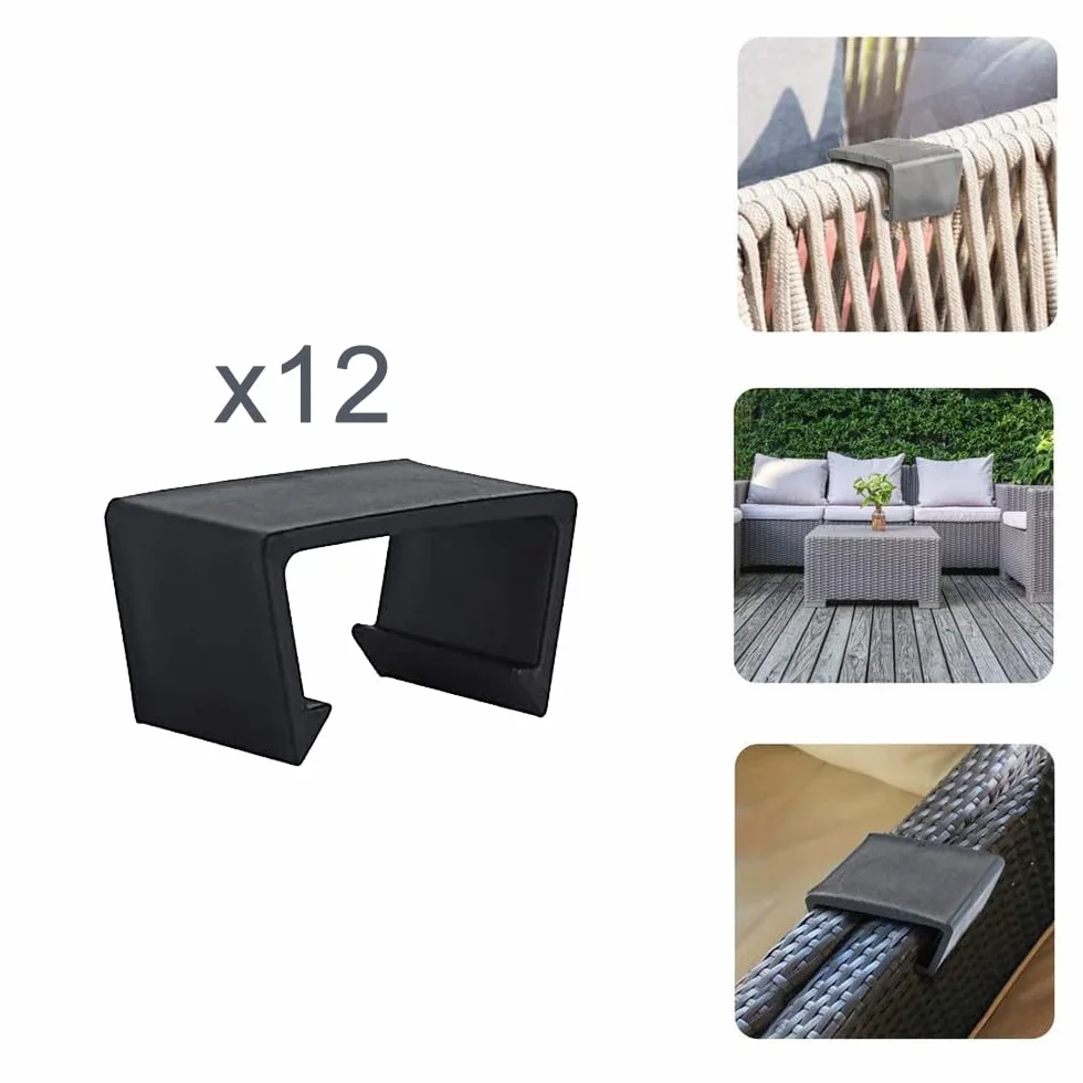 Connecteurs sectionnels en rotin noir Clips d'alignement pour canapé de jardin