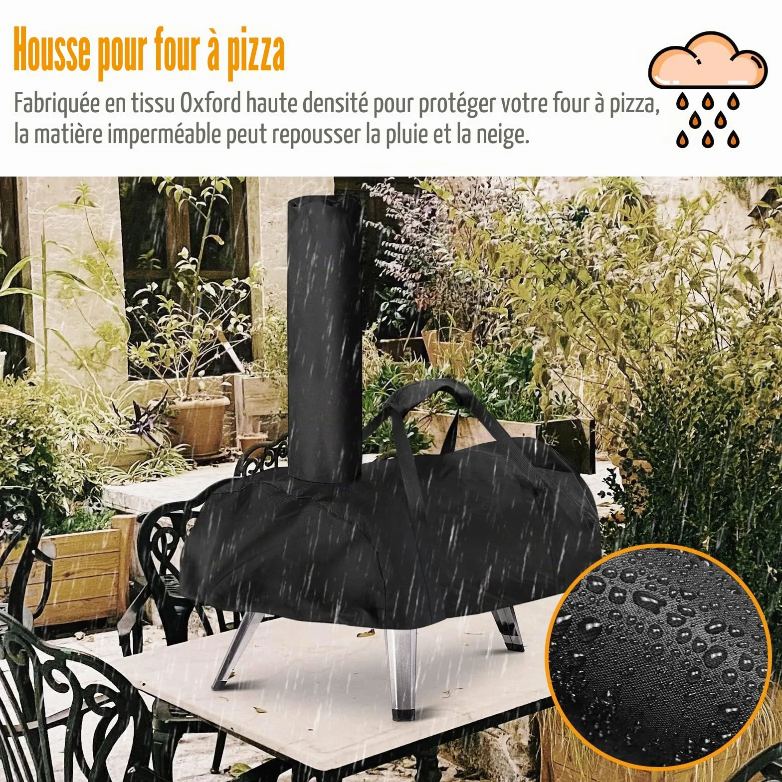 Housse de four à pizza Ooni Karu 12 étanche résistant intempéries Oxford noir 81 x 42 x 21 cm