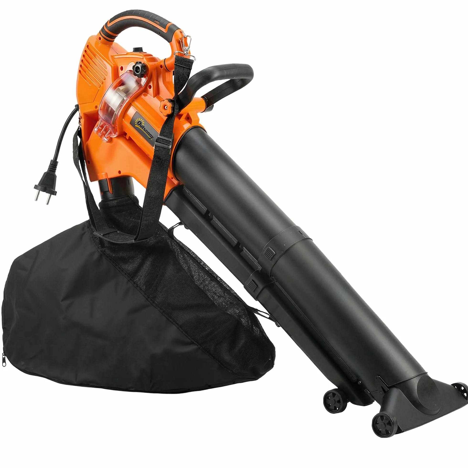 Outsunny Aspirateur-Souffleur de Feuilles Filaire 3000W 3-en-1 avec Fonction Broyage, Sac 40L