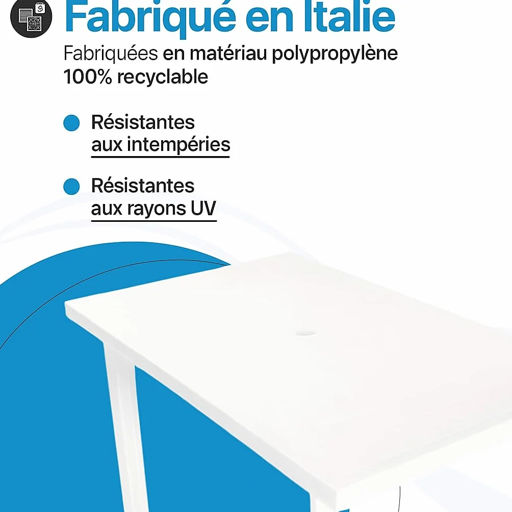Tomaino Table de Jardin Exterieur avec Trou Parasol Plastique 126x76x72 cm