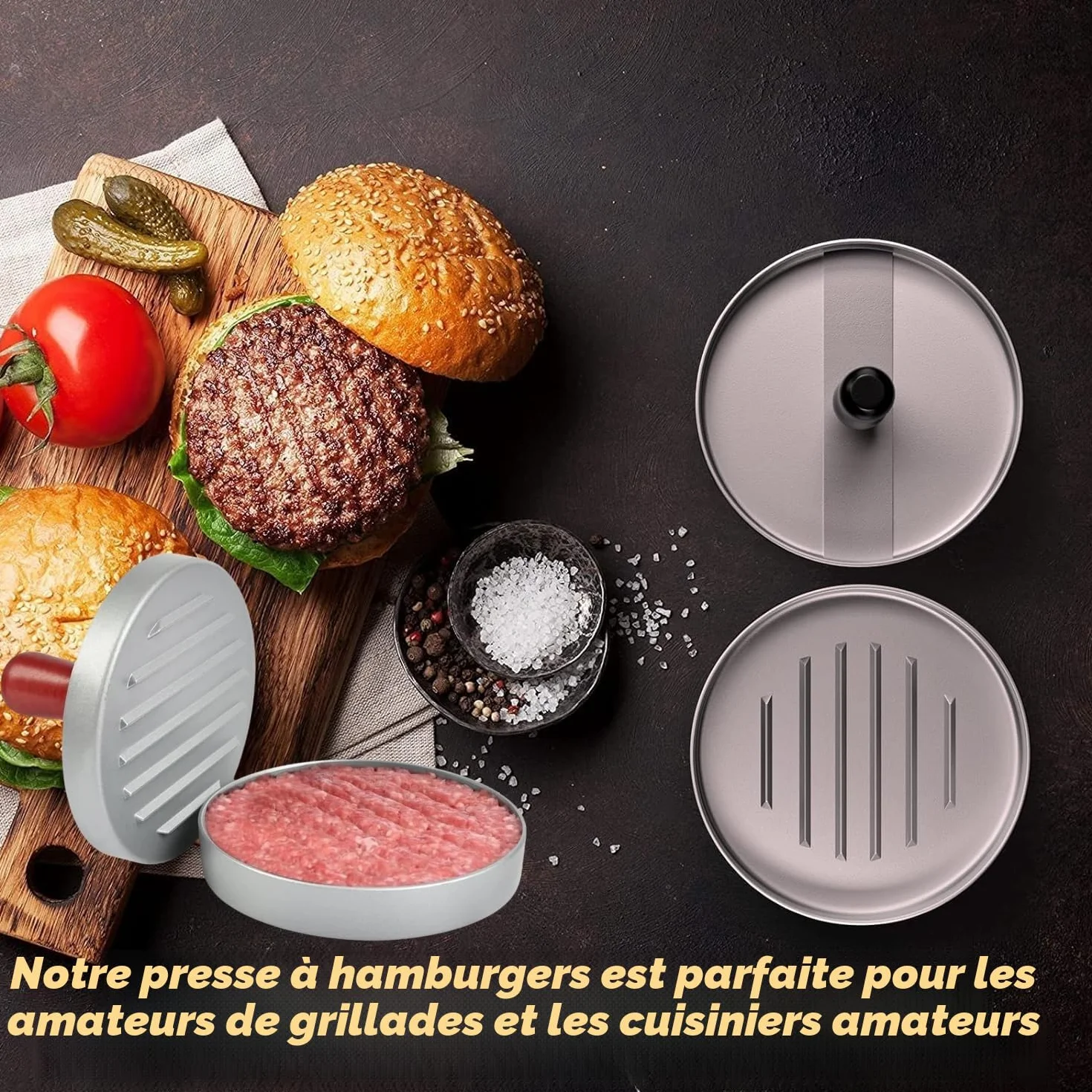Presse à Steak Haché Antiadhésive en Aluminium pour Hamburger BBQ