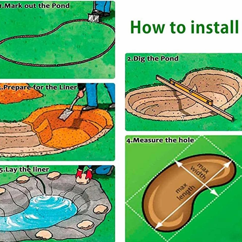 Bâche De Bassin Renforcée en PEHD, Bâches pour Bassins Extérieurs À Carpes Koï, pour Poissons, Canards, Plates-Bandes Surélevées Et Bassins Aquatiques(6x20m)