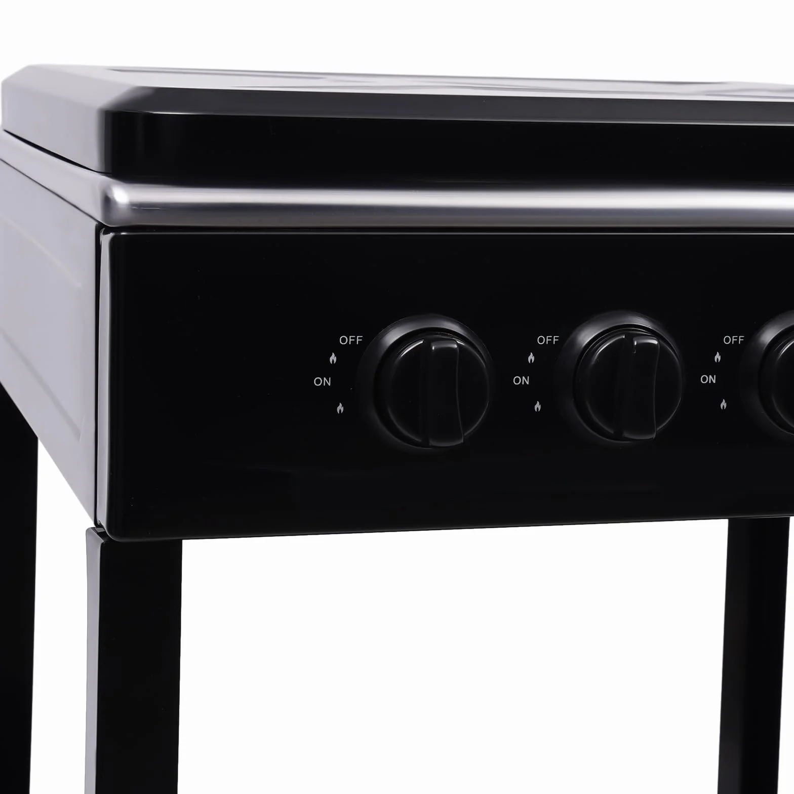 Cuisinière à gaz 4 flammes extérieur acier inoxydable portable noir avec couvercle