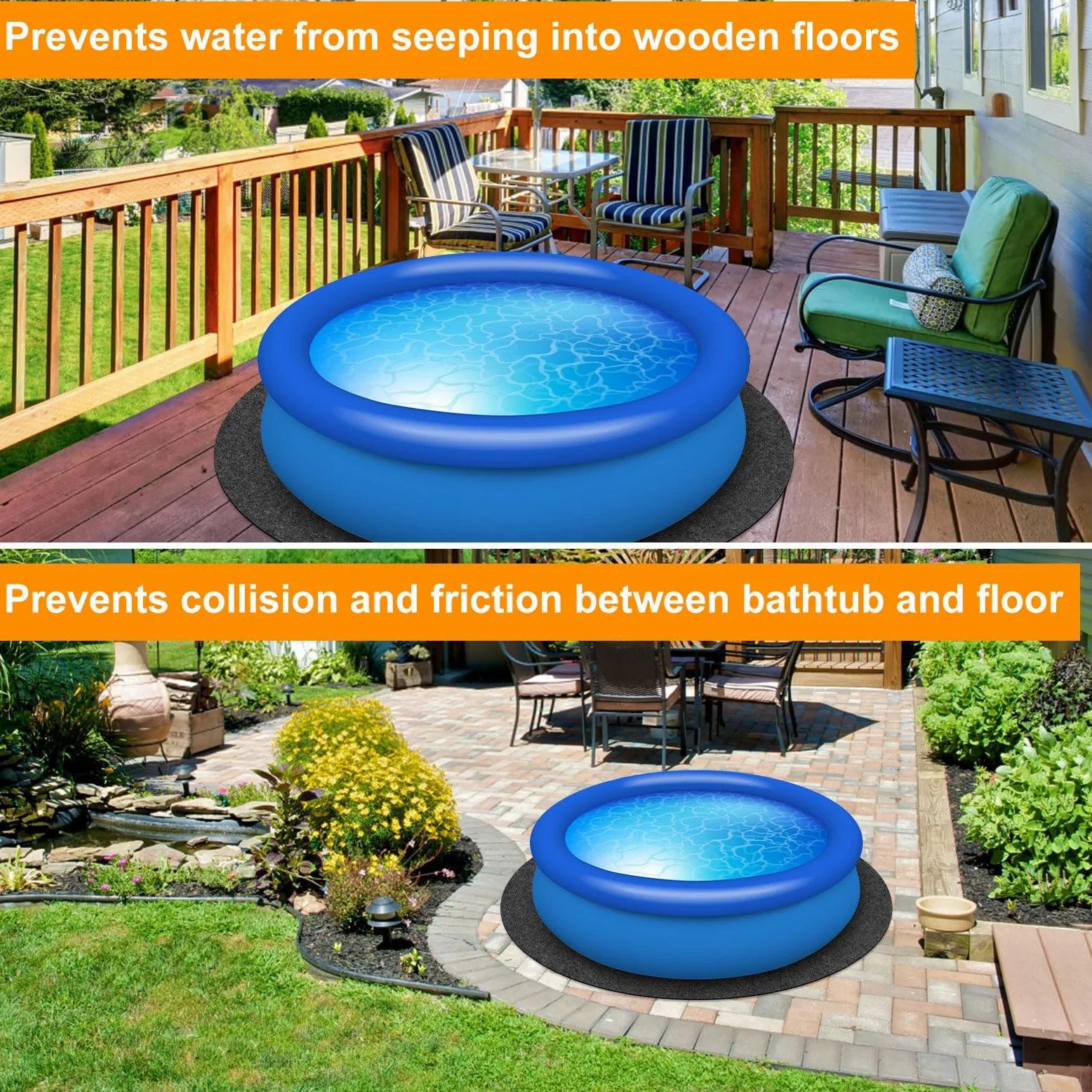 Tapis Rond pour - 198 cm - Réduction du Bruit - en Feutre - Forte Absorption d'eau avec Dessous antidérapant - pour Baignoire, Piscine