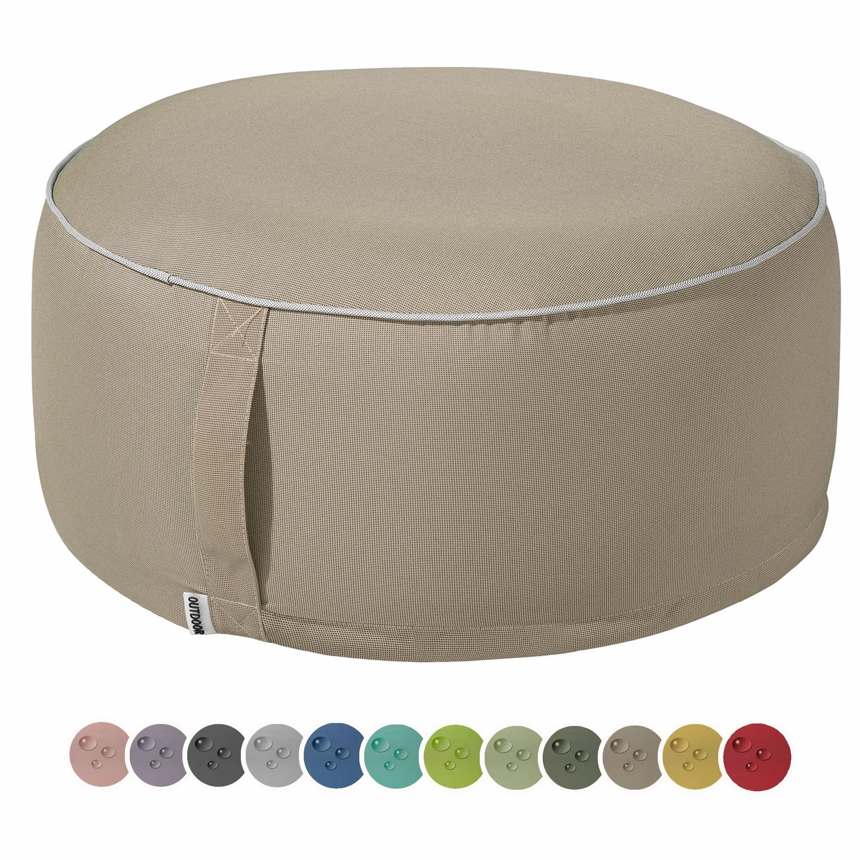 Pouf d'extérieur Résistant aux intempéries 25 x 55 cm Taupe