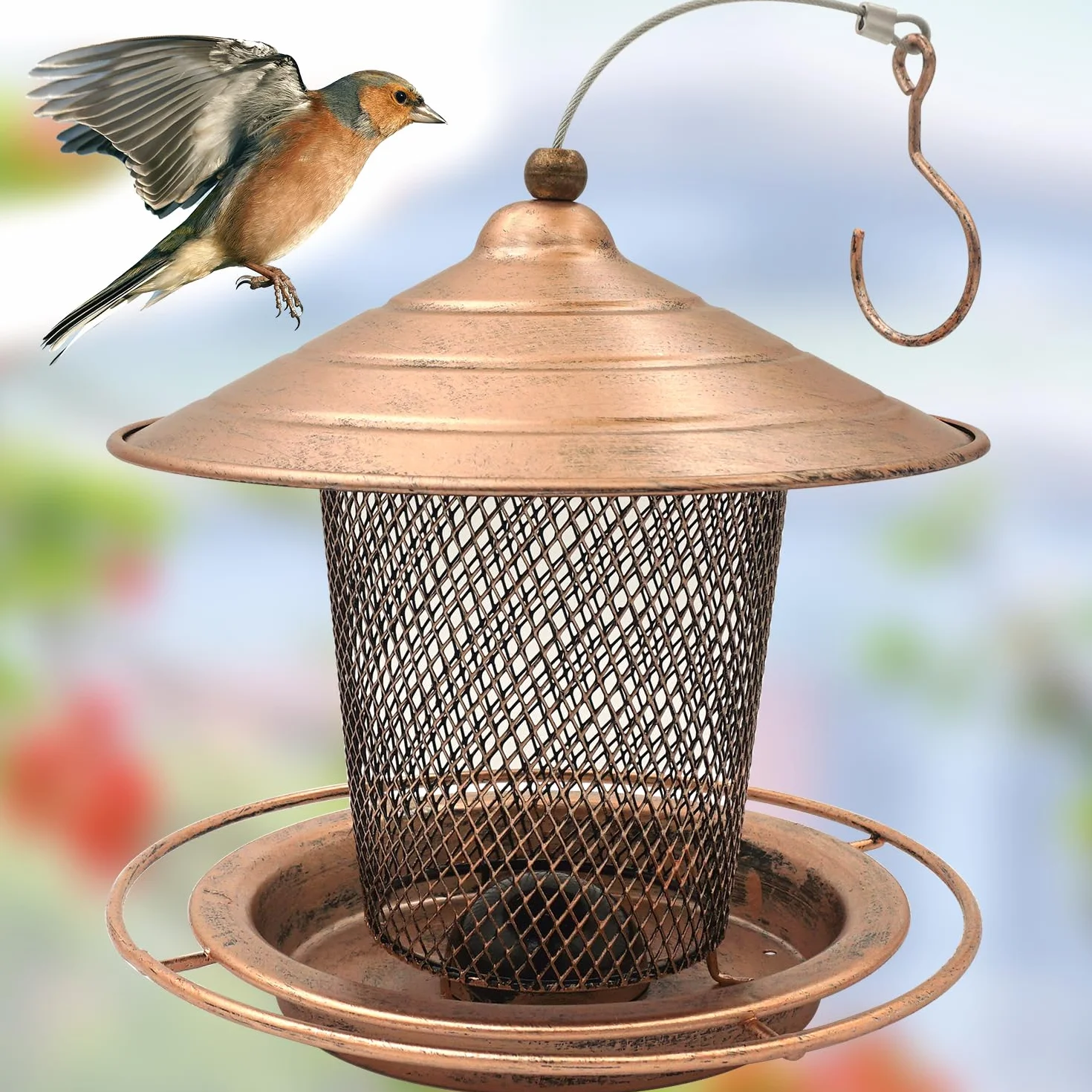 Mangeoire à Oiseaux en métal Suspendue pour Jardin