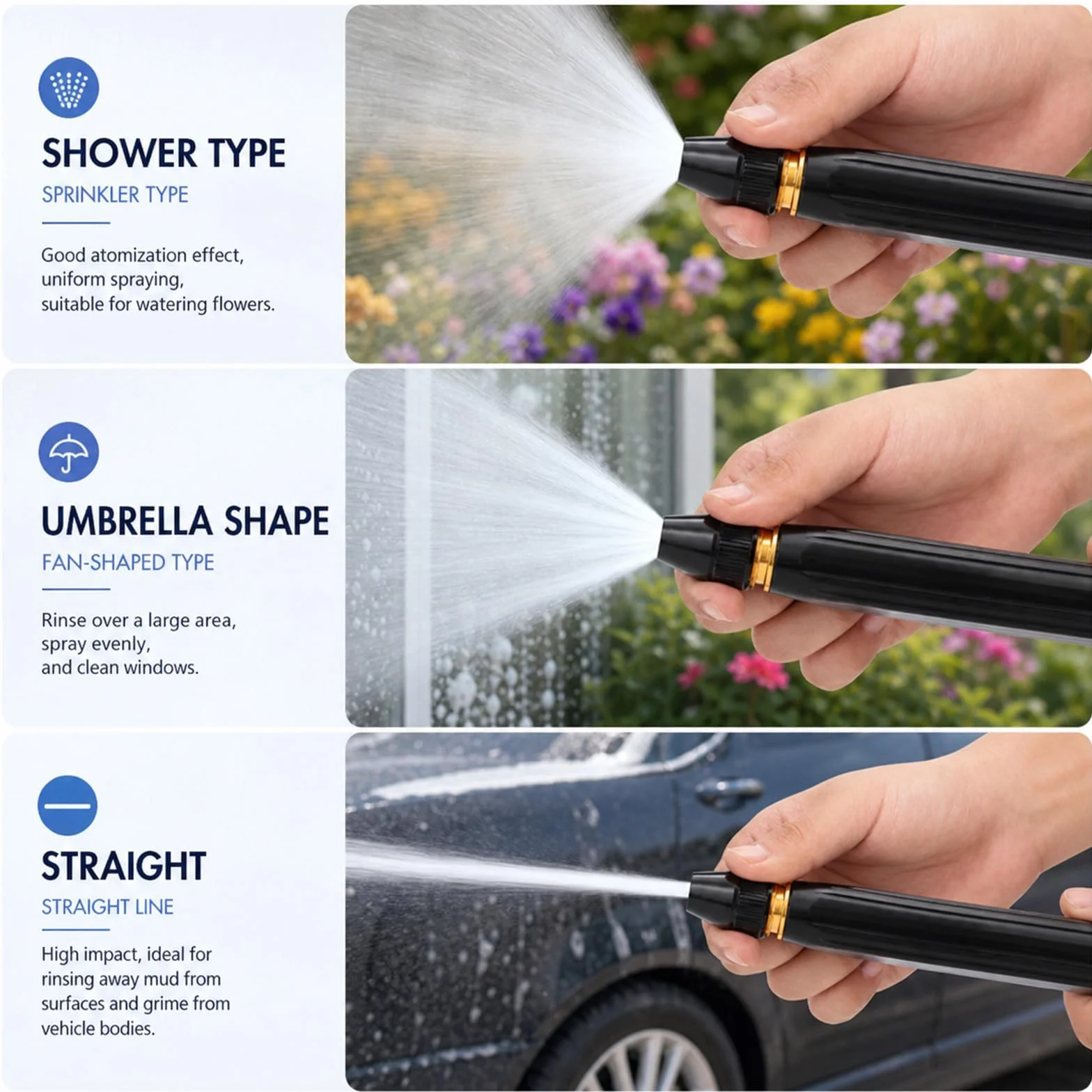 Buse Haute Pression Pour Tuyau De Jardin, Embout D'Arrosage Réglable, Accessoire De Pulvérisation Résistant