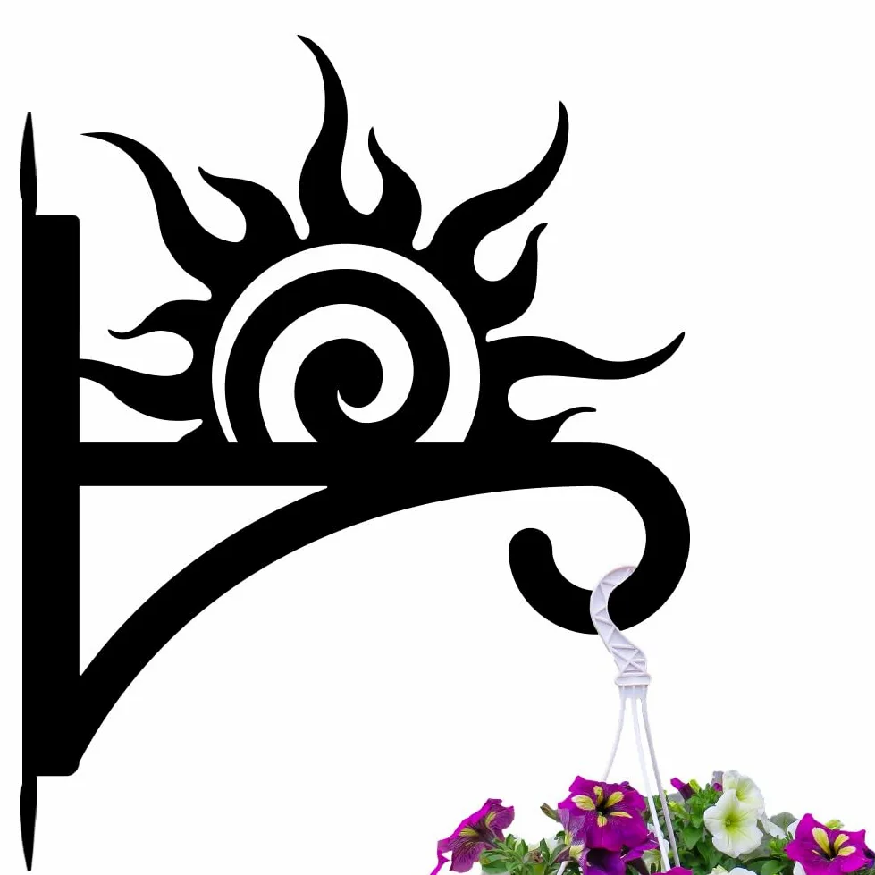 peacoblue Crochets en fer pour plantes - Lever de soleil - Pour extérieur et intérieur - Pour plantes suspendues - Lanterne - Mangeoire à oiseaux - 30,5 x 38,1 cm - Support mural en métal résistant